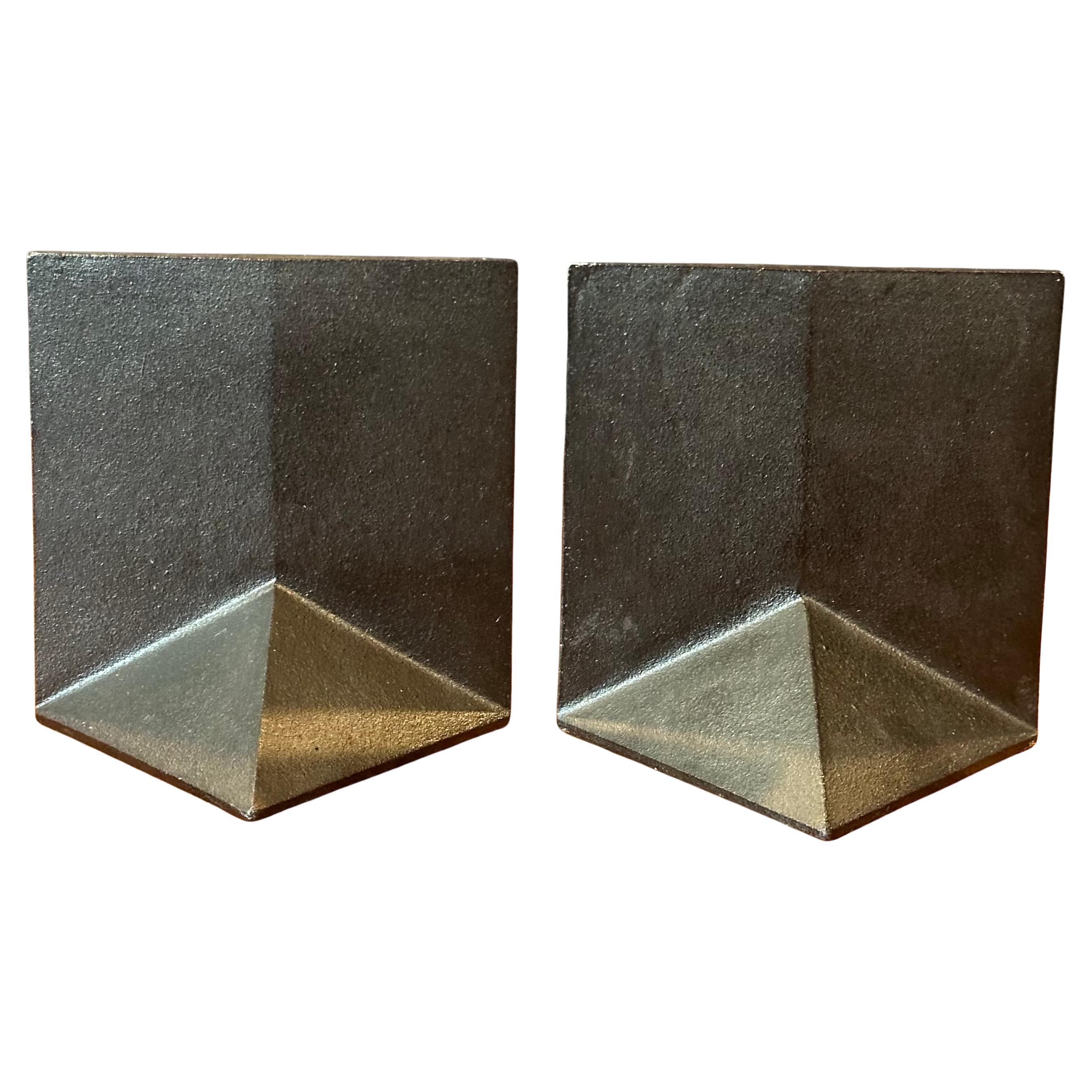 Japanese Vintage Modernist Steel Bookends by Kikichi Hojudo
