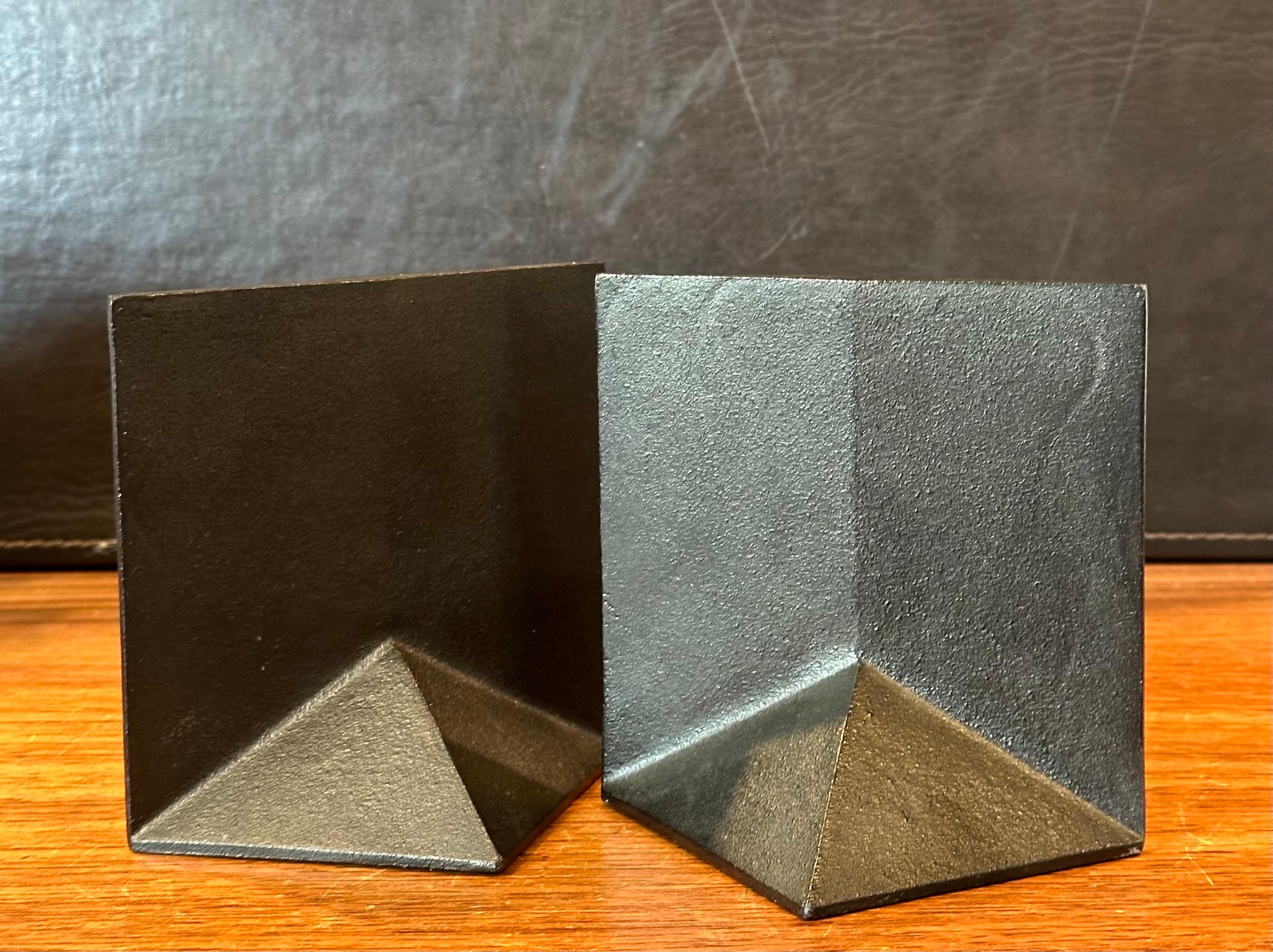 Vintage Modernist Steel Bookends by Kikichi Hojudo 1