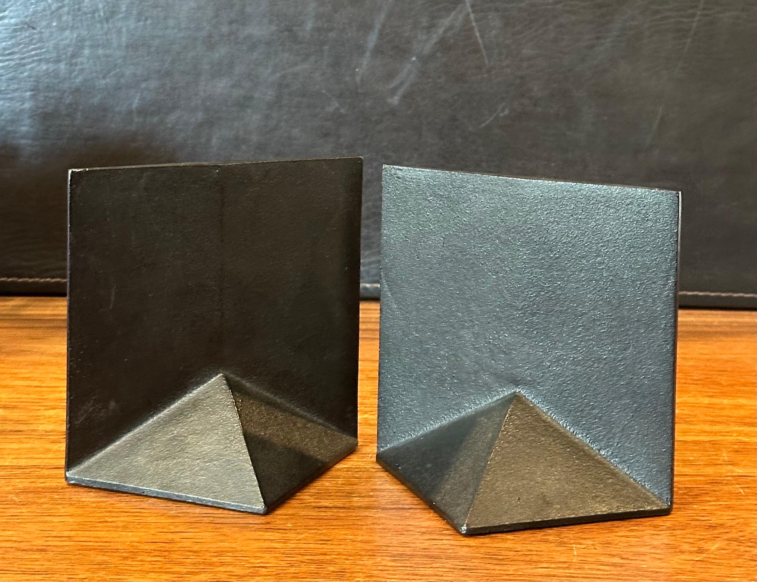 Vintage Modernist Steel Bookends by Kikichi Hojudo 2