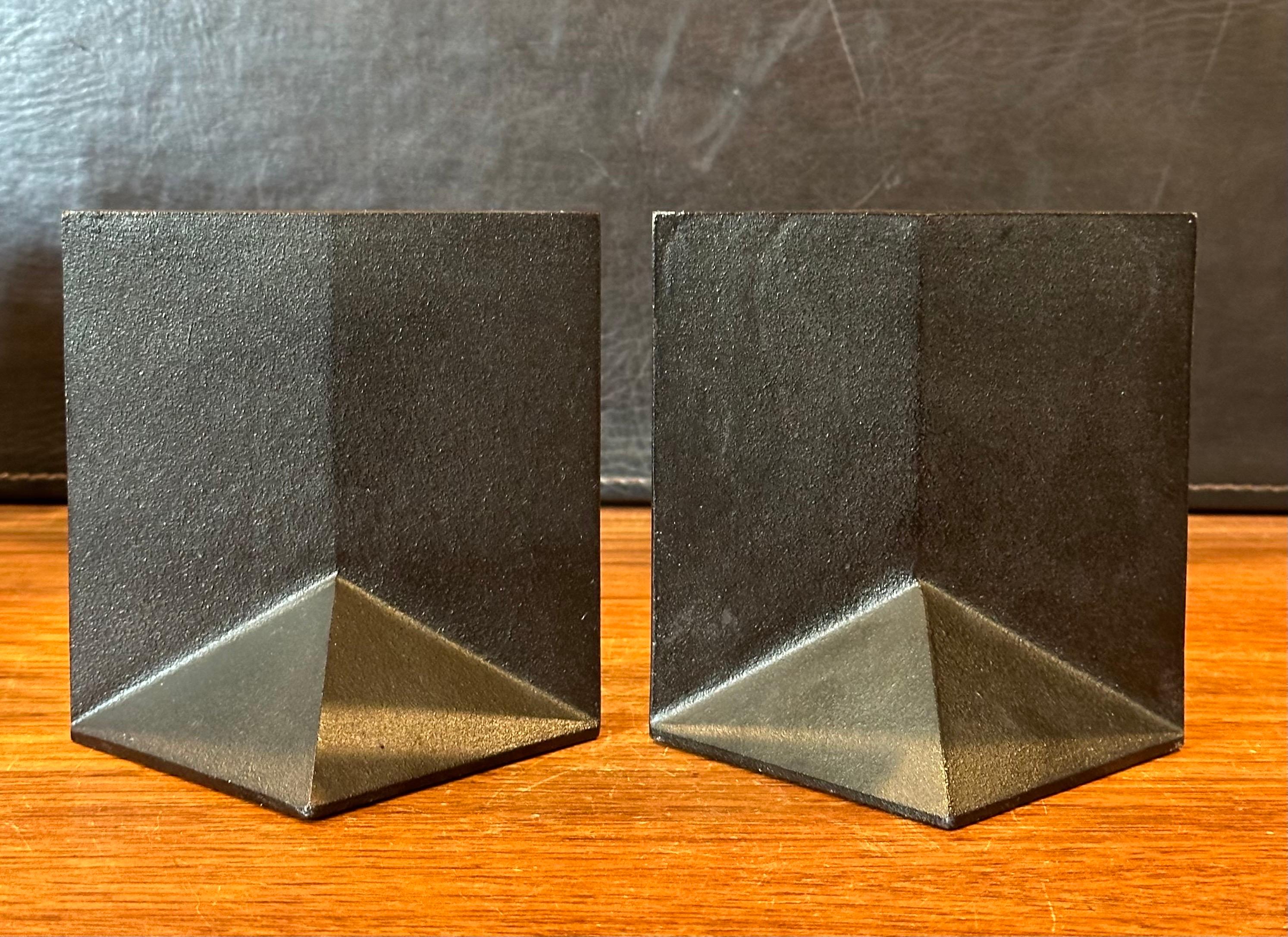 Vintage Modernist Steel Bookends by Kikichi Hojudo 3