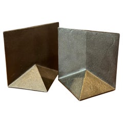Vintage Modernist Steel Bookends by Kikichi Hojudo