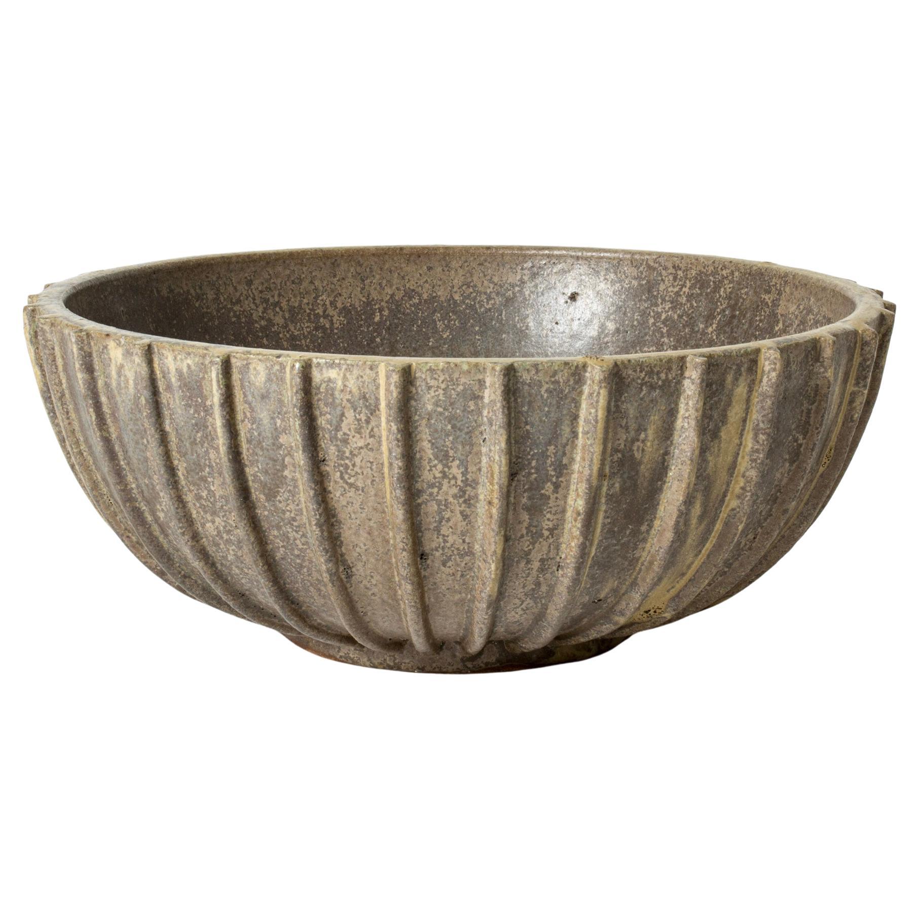 Vintage Modernist stoneware bowl by Arne Bang, Denmark, 1940s