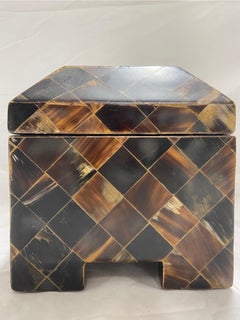 Vintage Modernist Style Tessellated Horn Lidded Box by Sigma Taste Setter NYC