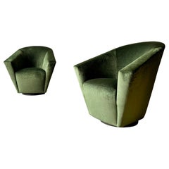 Vintage Modernist Swivel Lounge Chairs, Newly Upholstered, 1970s