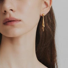 Vintage Modernist Tassel DVintage Modernist Tassel Drop Earrings 18k Gold, Italy