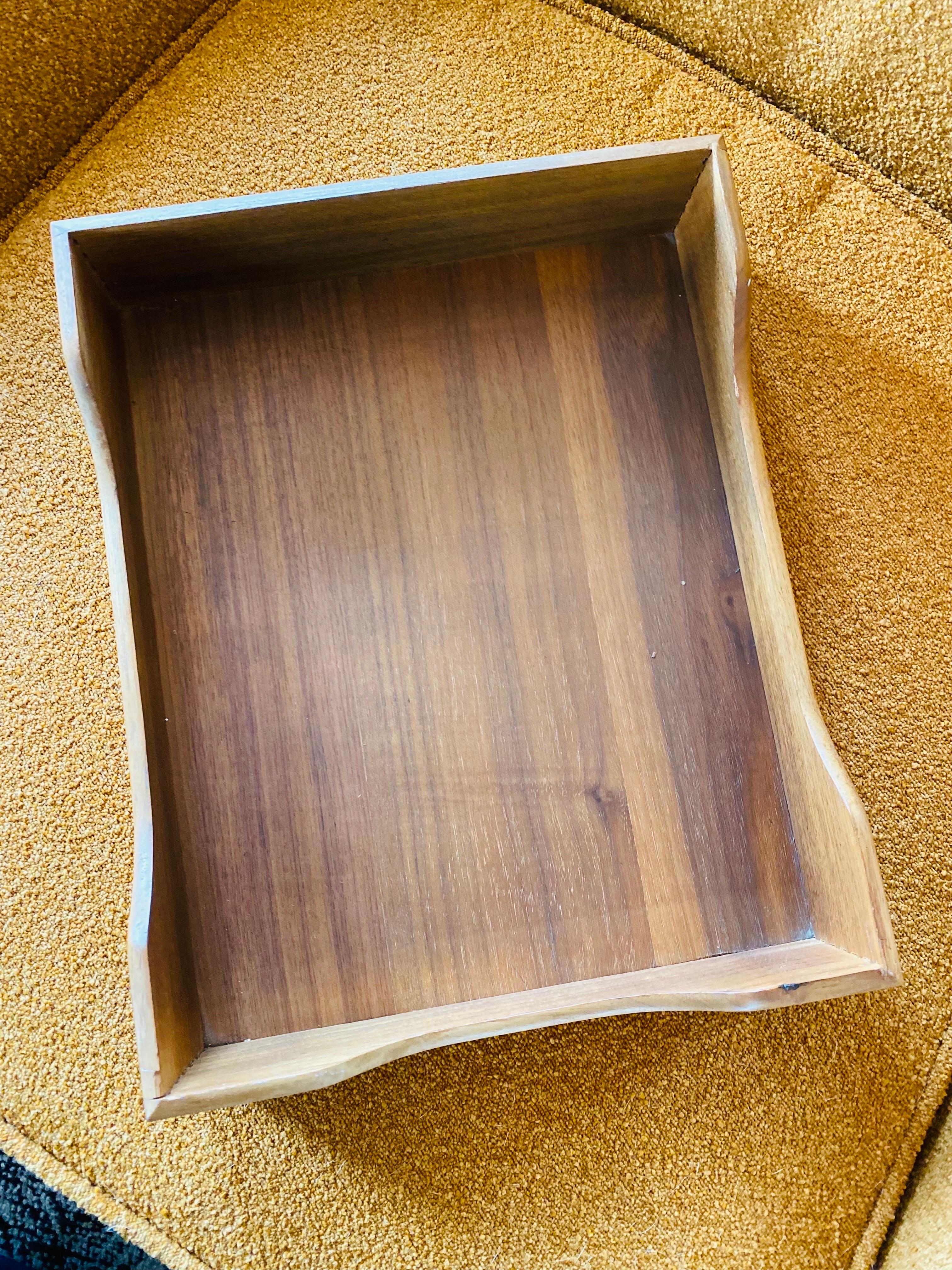 American Vintage Modernist Teak Paper Desk Tray For Sale