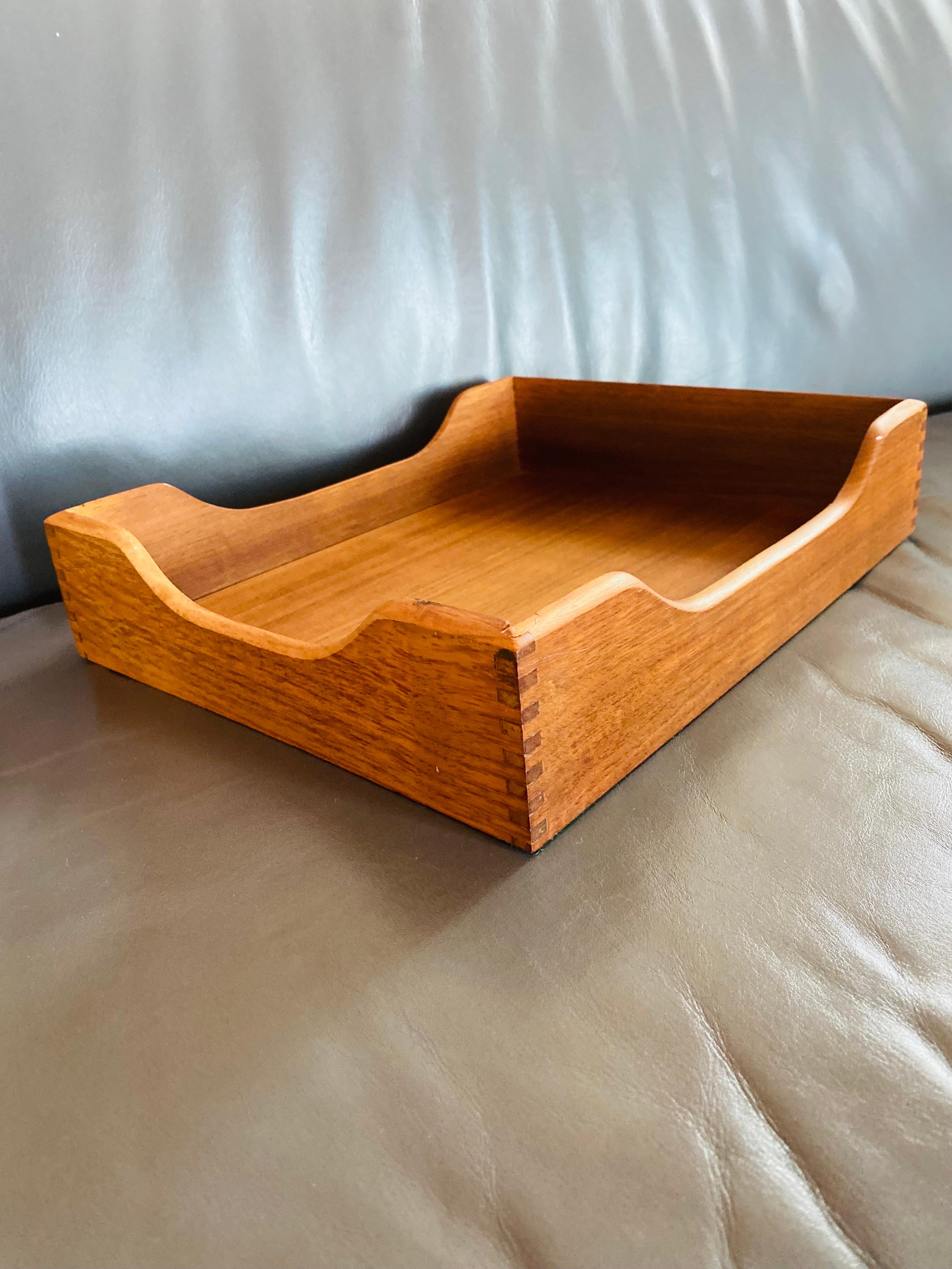 20th Century Vintage Modernist Teak Paper Desk Tray For Sale