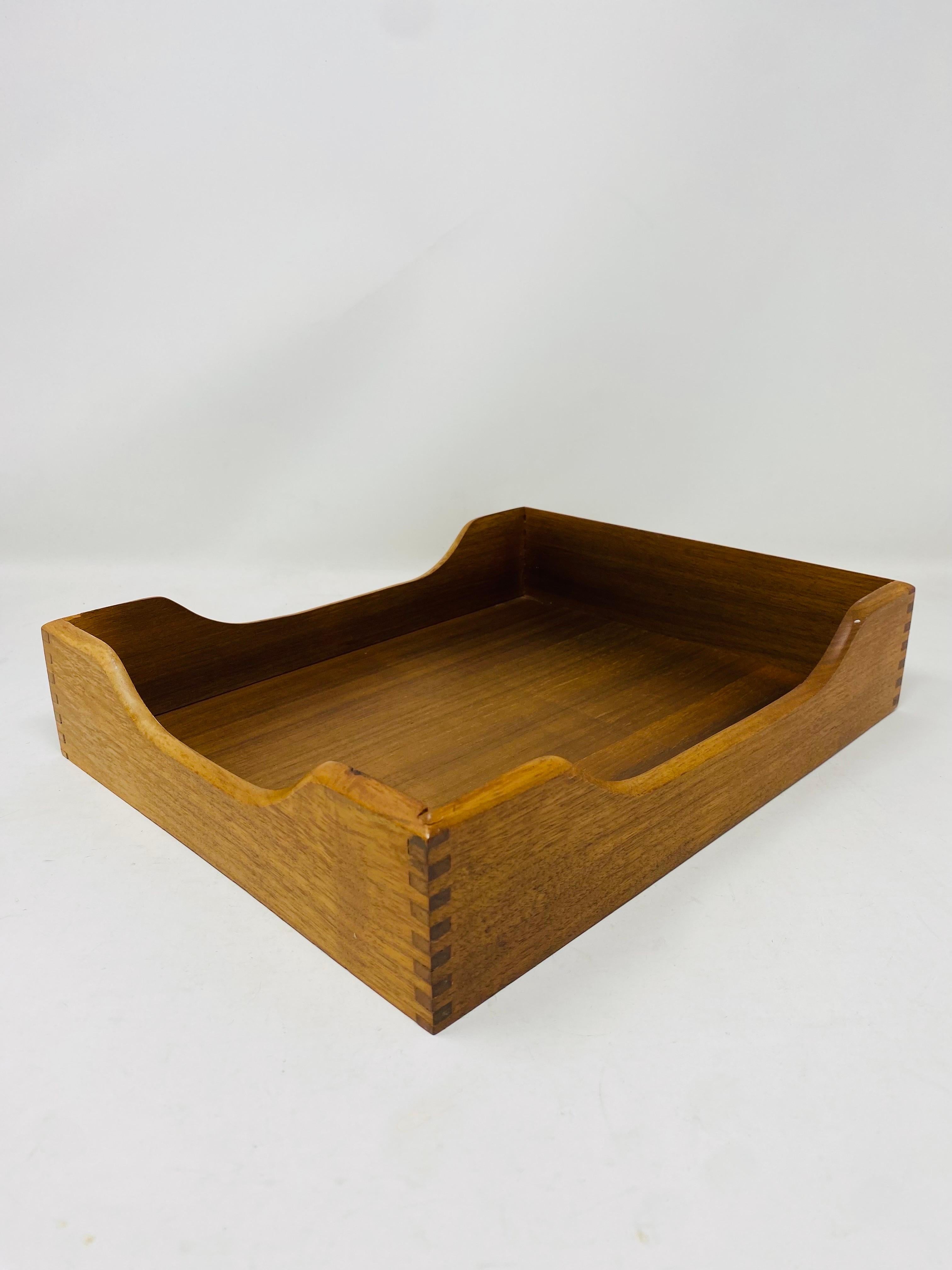 Vintage Modernist Teak Paper Desk Tray For Sale 1