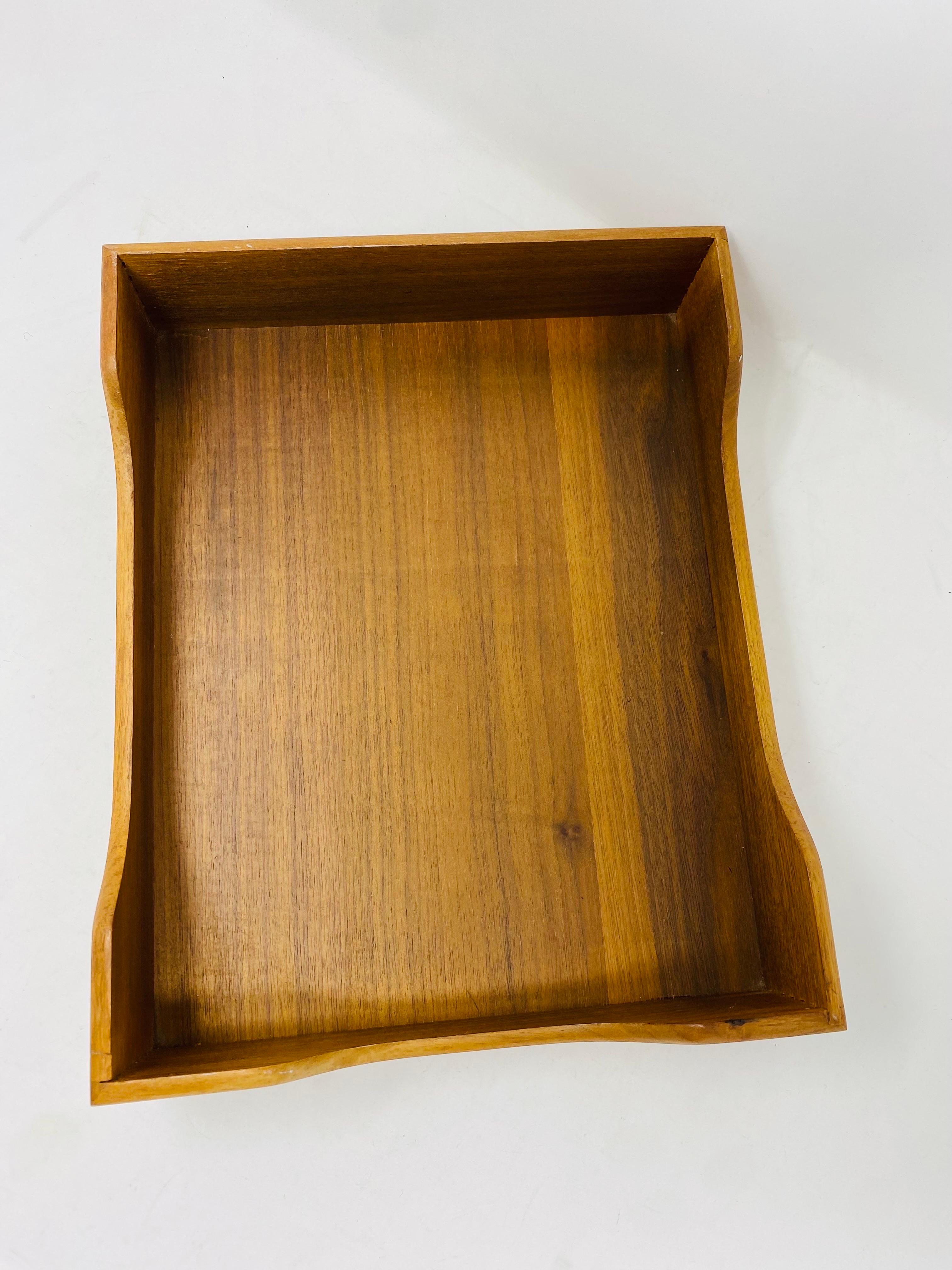 Vintage Modernist Teak Paper Desk Tray For Sale 3