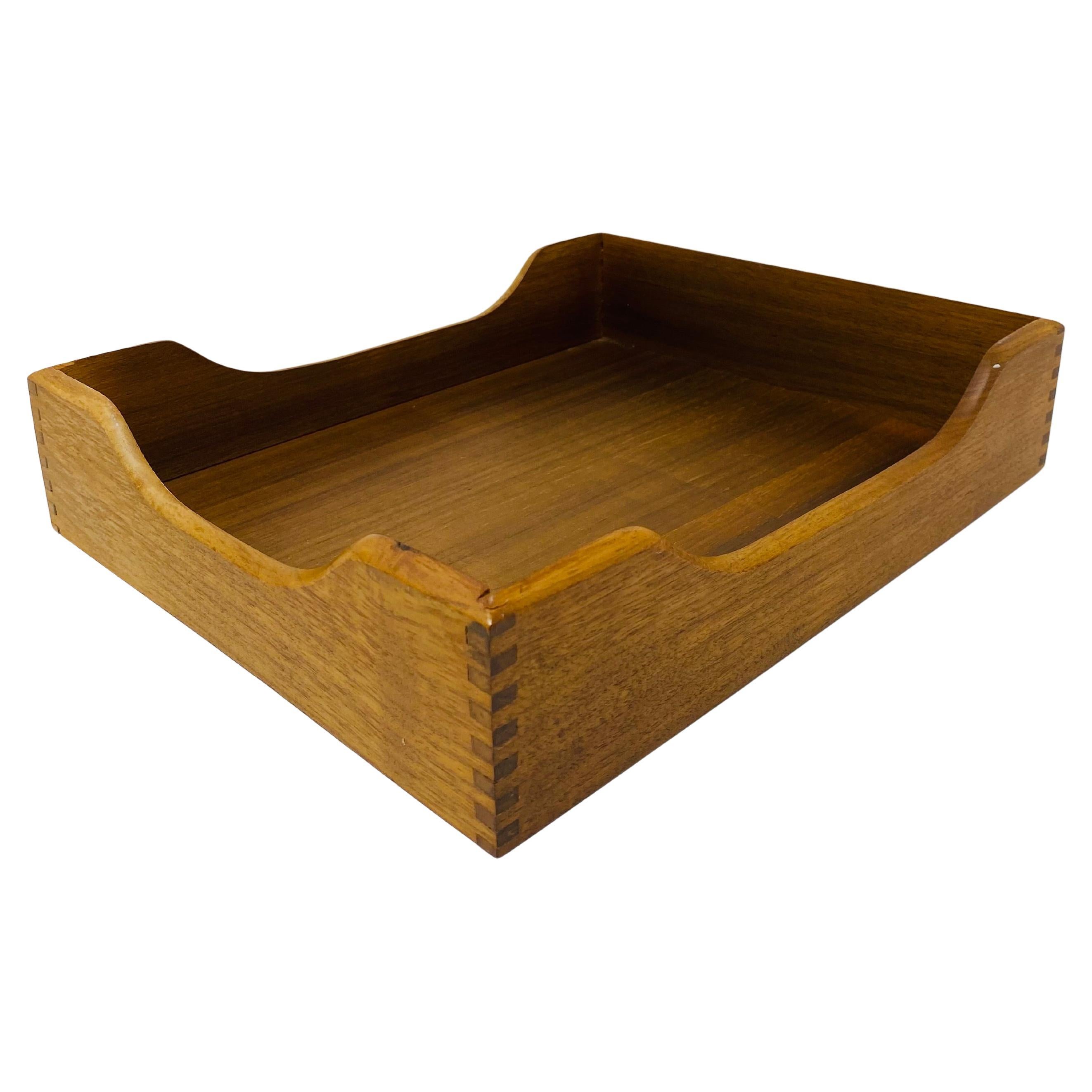 Vintage Modernist Teak Paper Desk Tray