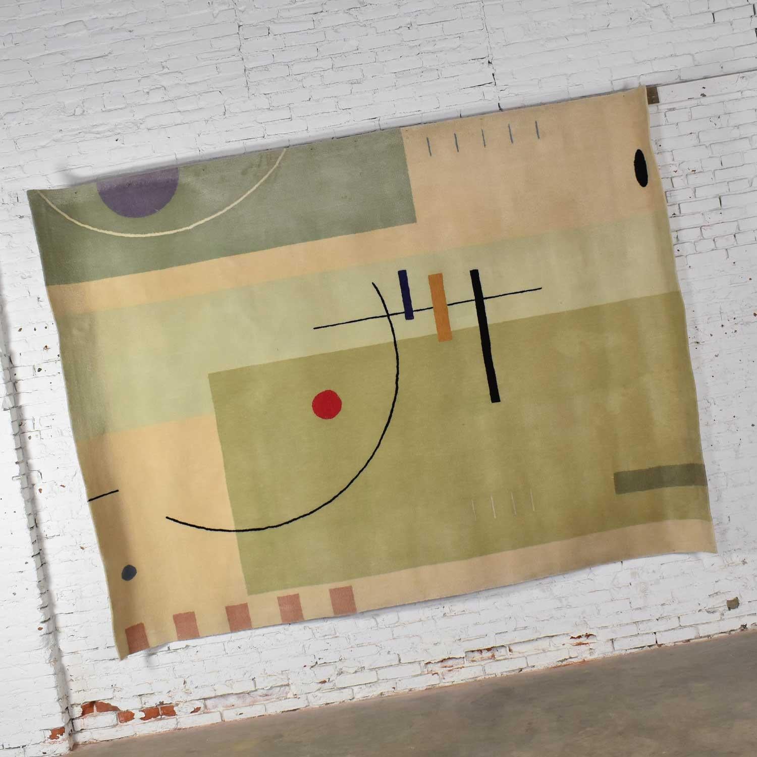 Absolutely awesome vintage modernist hand tufted cut pile New Zealand wool 8 x 11 rug by The Meinecke collection and Kurt Meinecke exclusively for Herman Miller for the home. It is in wonderful vintage condition. The nap of the wool can sometimes