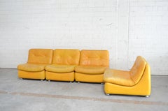 Vintage Modul Leather Sofa cognac 1970s