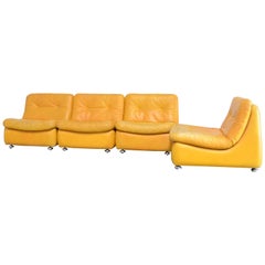Vintage Modul Leather Sofa cognac 1970s