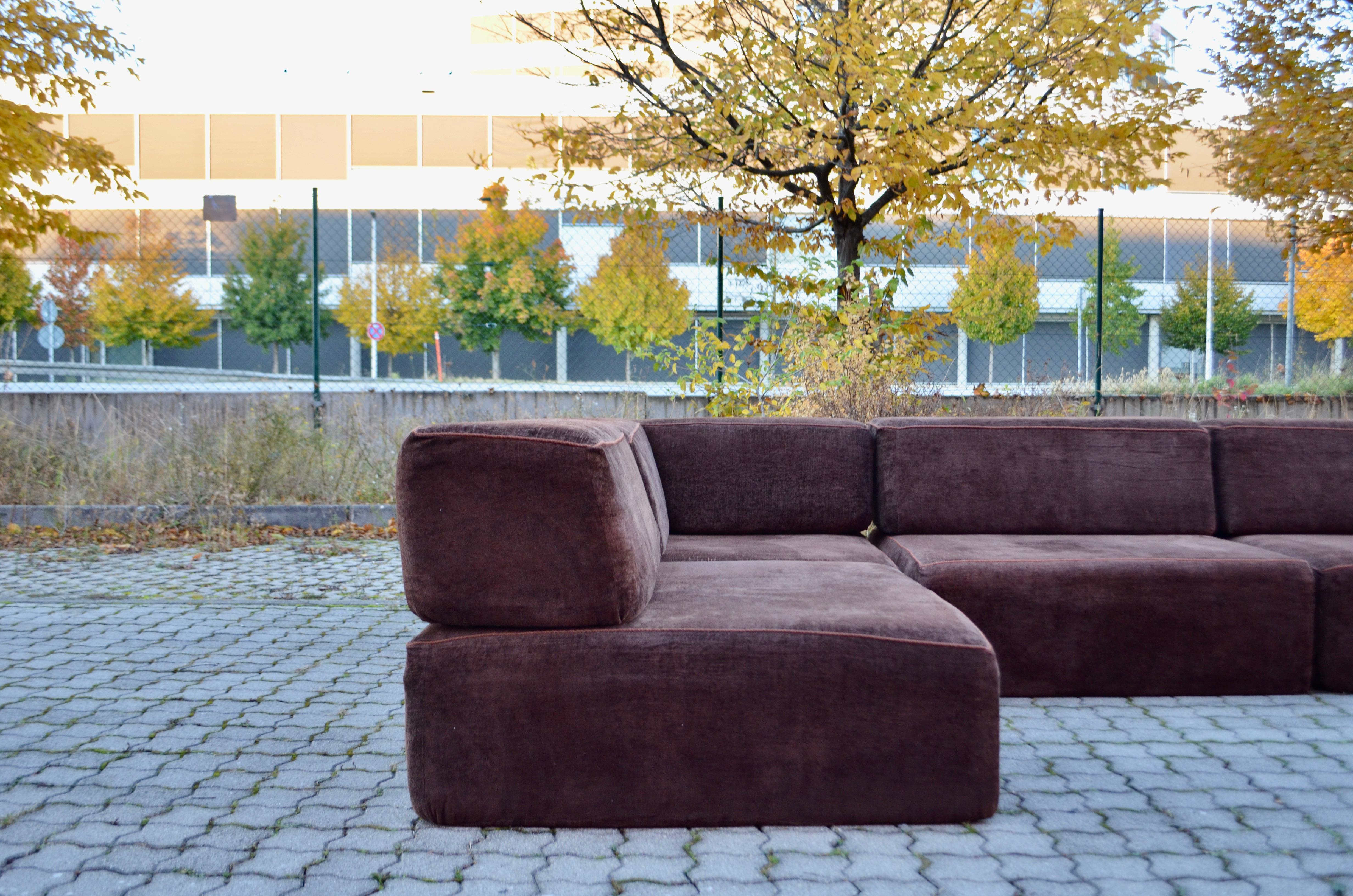 Ensemble de salon modulaire marron vintage sur canapé des années 1970, Allemagne  en vente 3