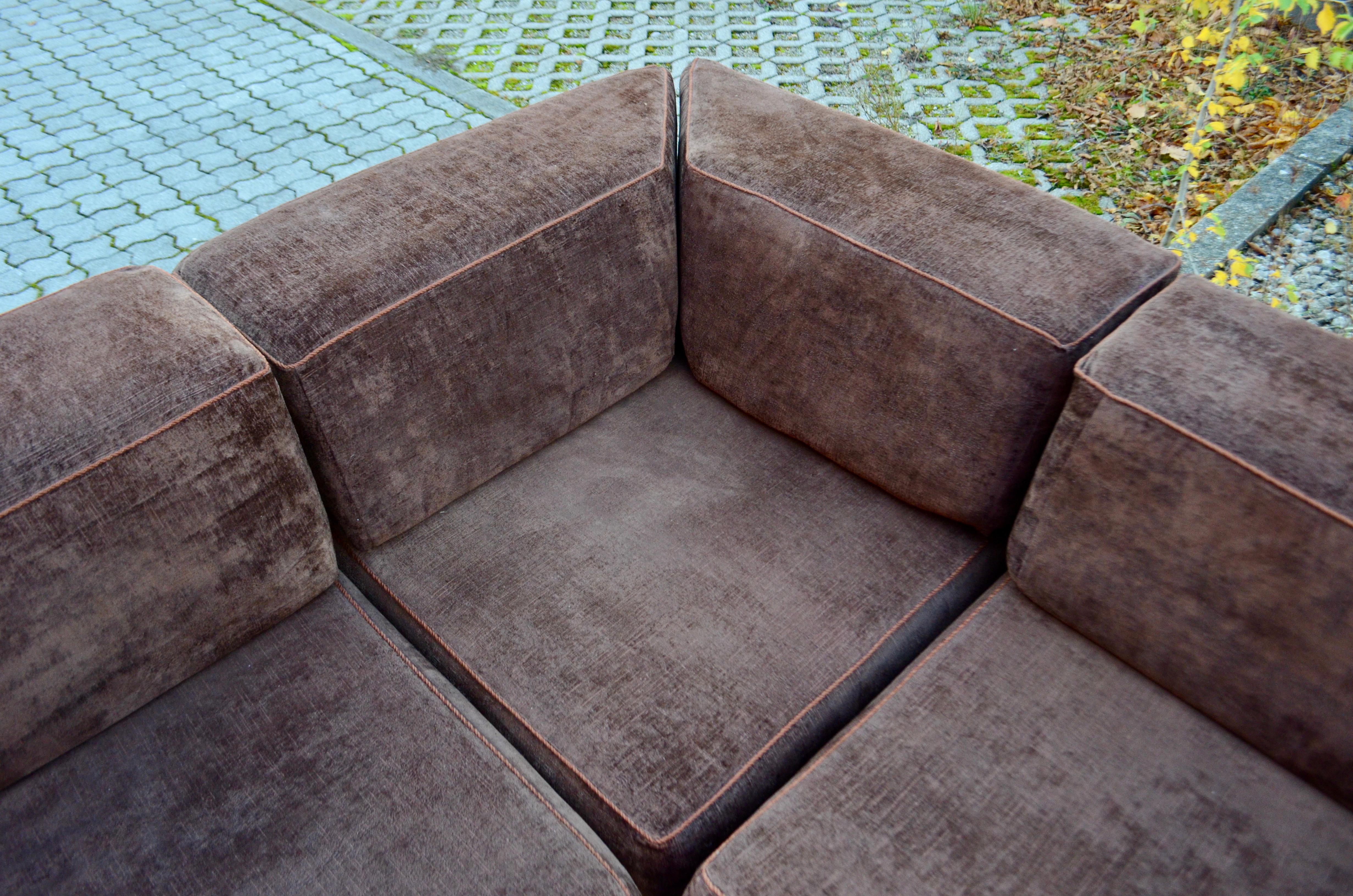 Modulare braune Vintage-Sofa-Wohnzimmer-Suite aus den 1970er Jahren, Deutschland  im Angebot 7