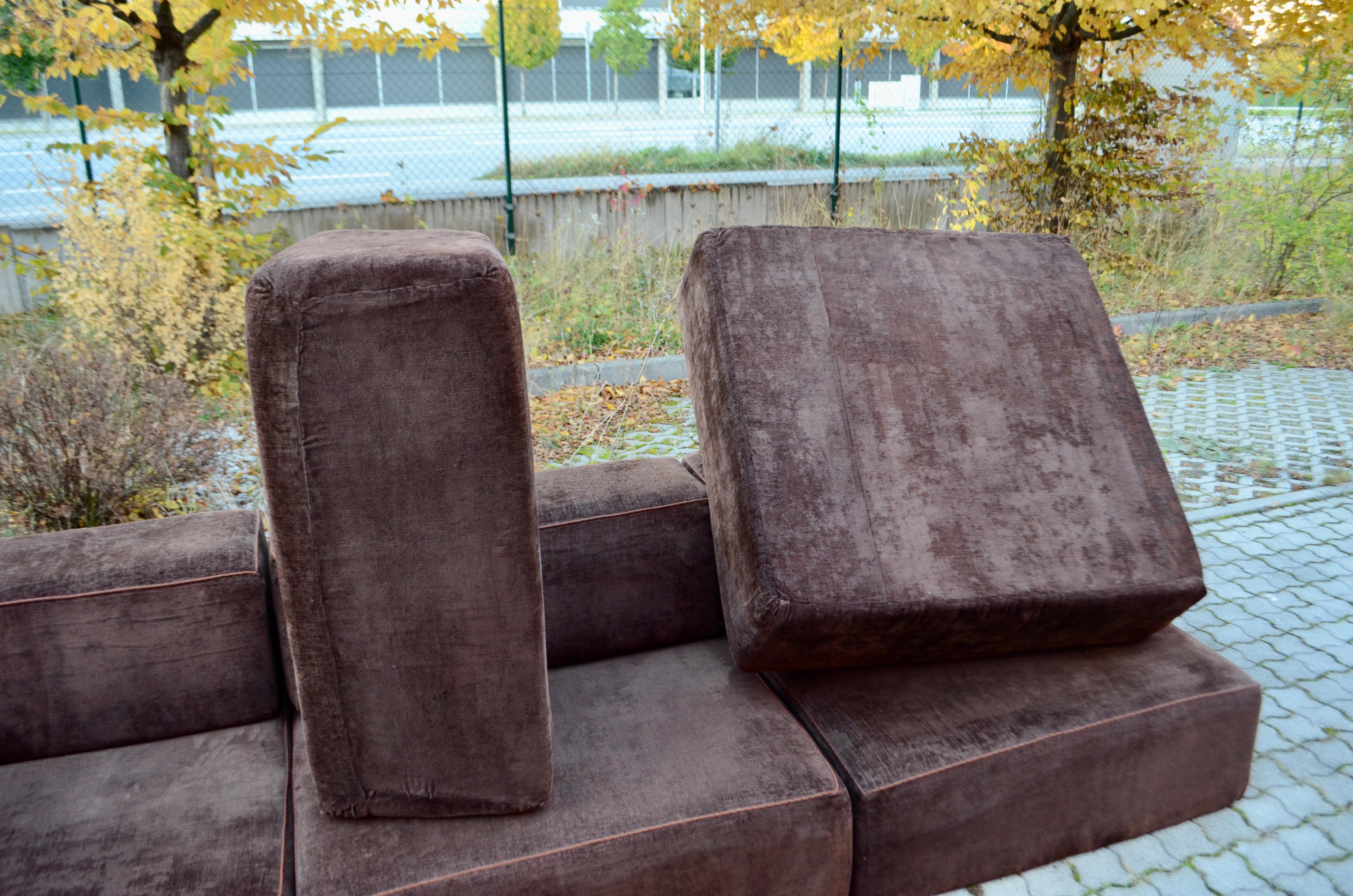Modulare braune Vintage-Sofa-Wohnzimmer-Suite aus den 1970er Jahren, Deutschland  im Angebot 9