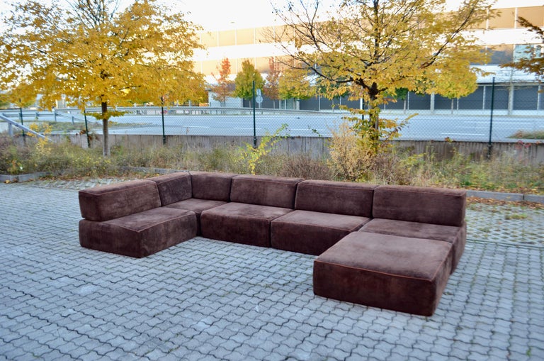 Mid-Century Modern Vintage Modular Brown 1970s Sofa Living Room Suite, Germany  For Sale
