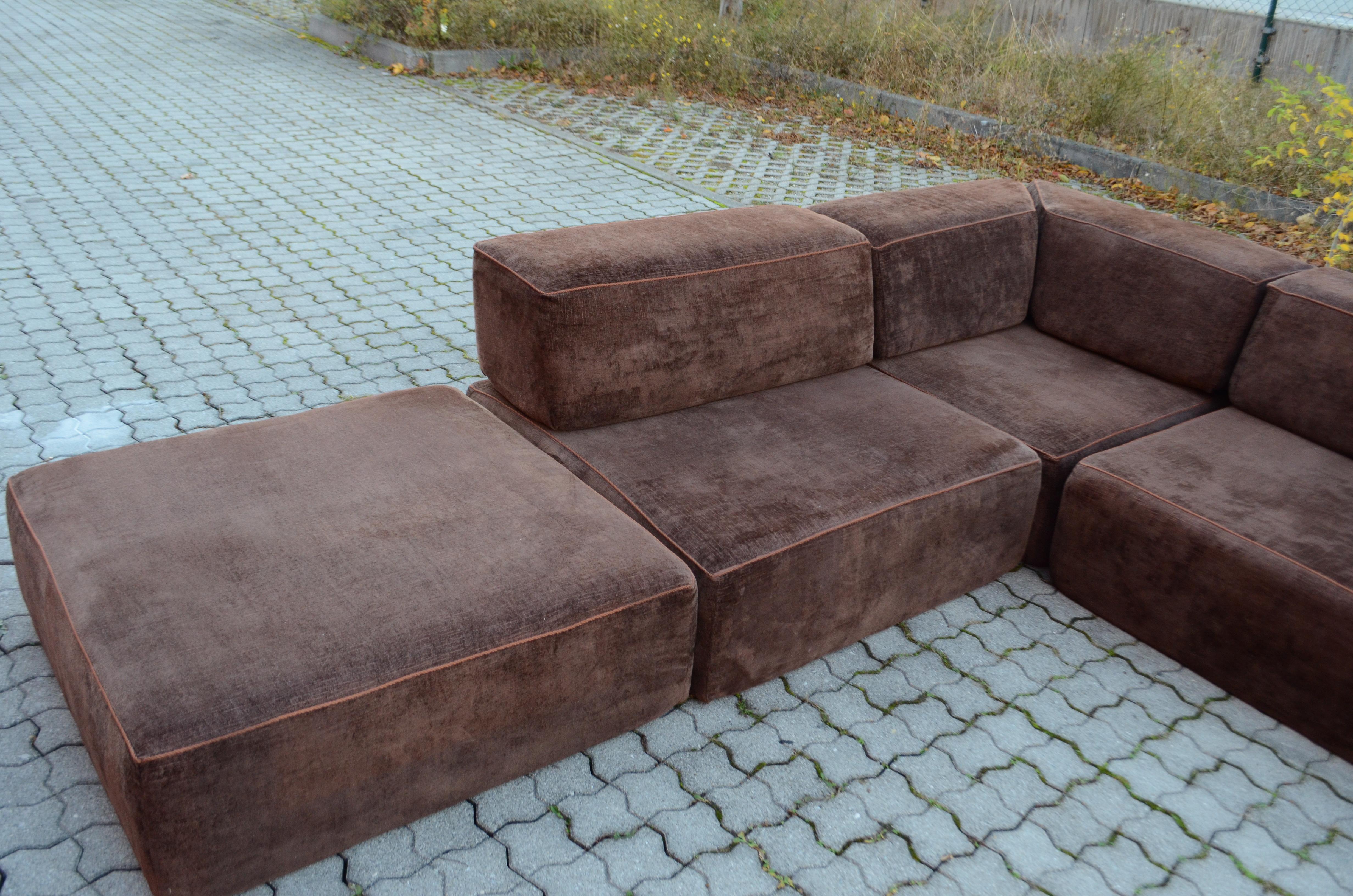 Vintage Modular Brown 1970s Sofa Living Room Suite, Germany  In Good Condition For Sale In Munich, Bavaria