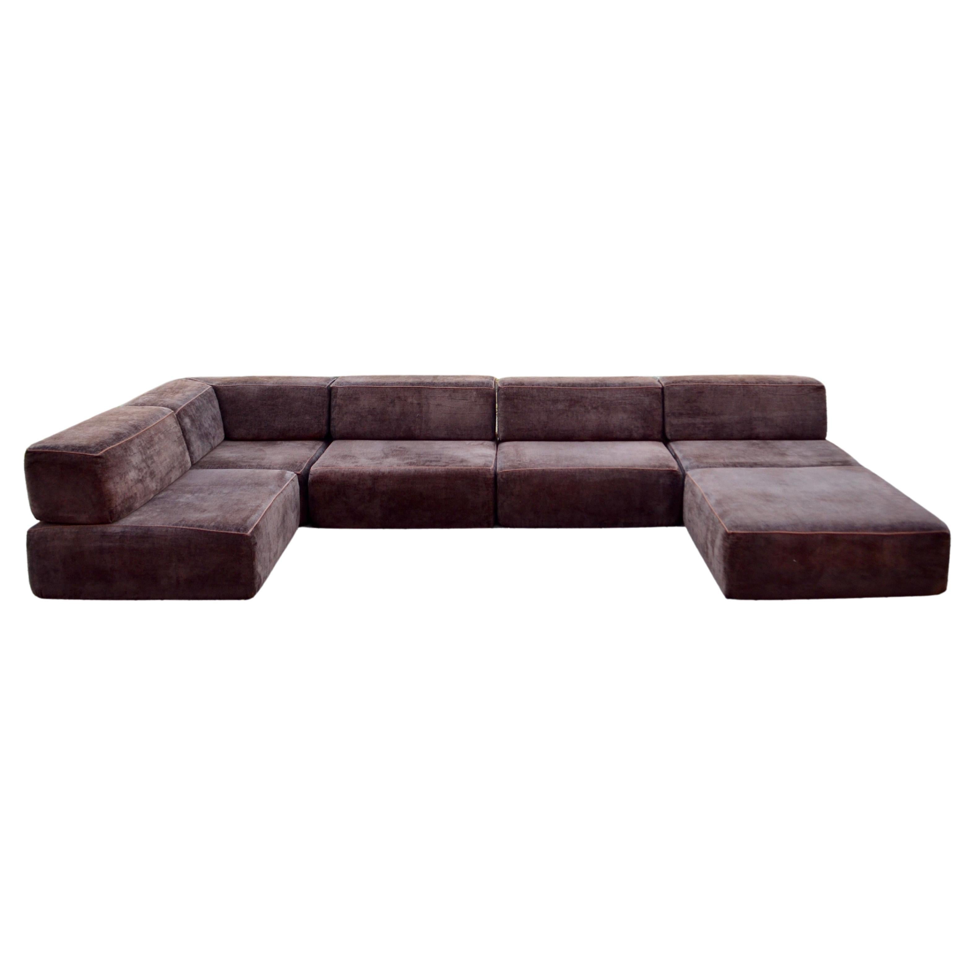 vredig Geruïneerd pastel Vintage Modular Brown 1970s Sofa Living Room Suite, Germany For Sale at  1stDibs | brown modular sofa, modular sofa brown, vintage modular sofa