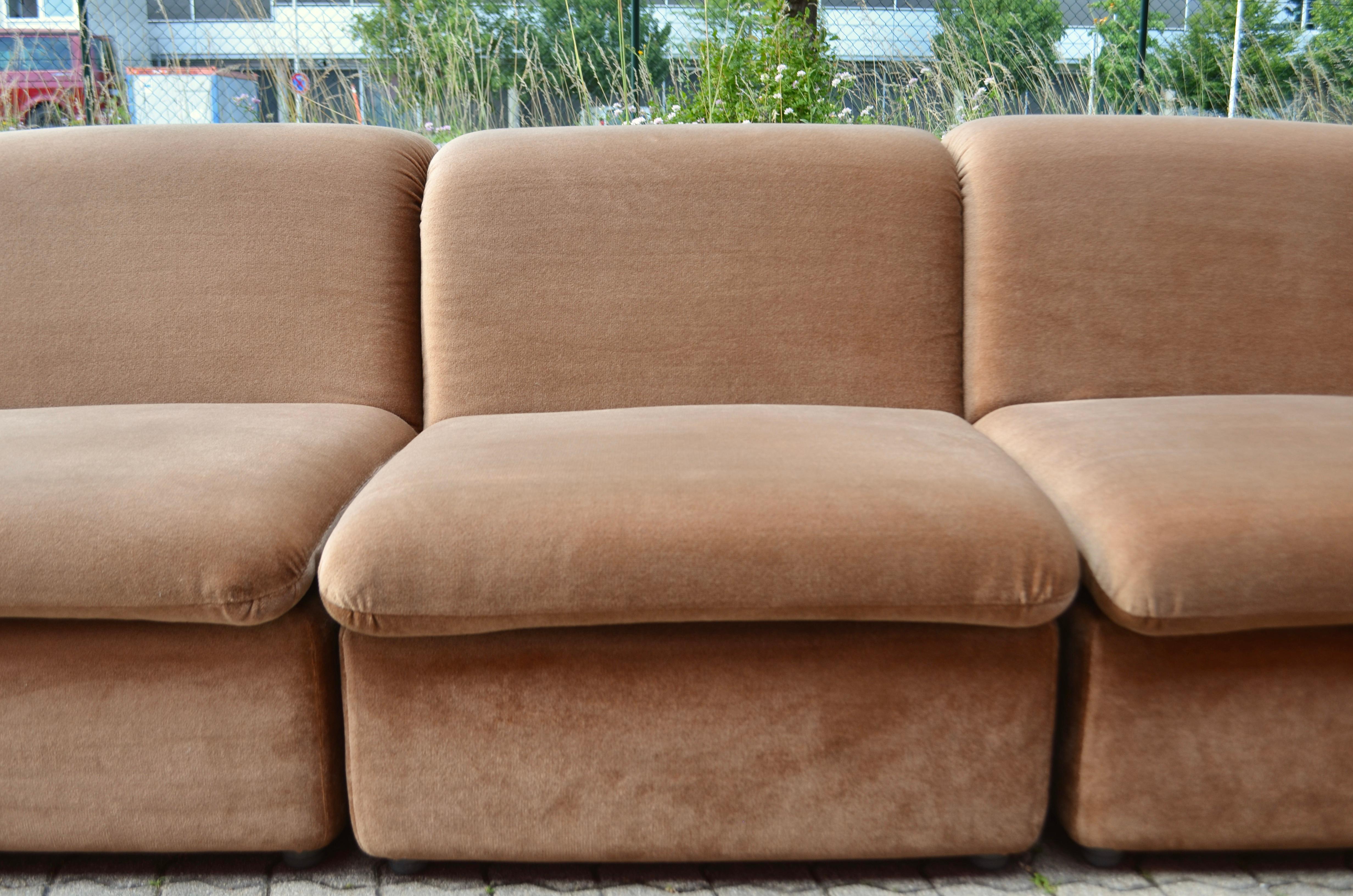 Vintage Modular Brown Sectional Sofa 1970 3