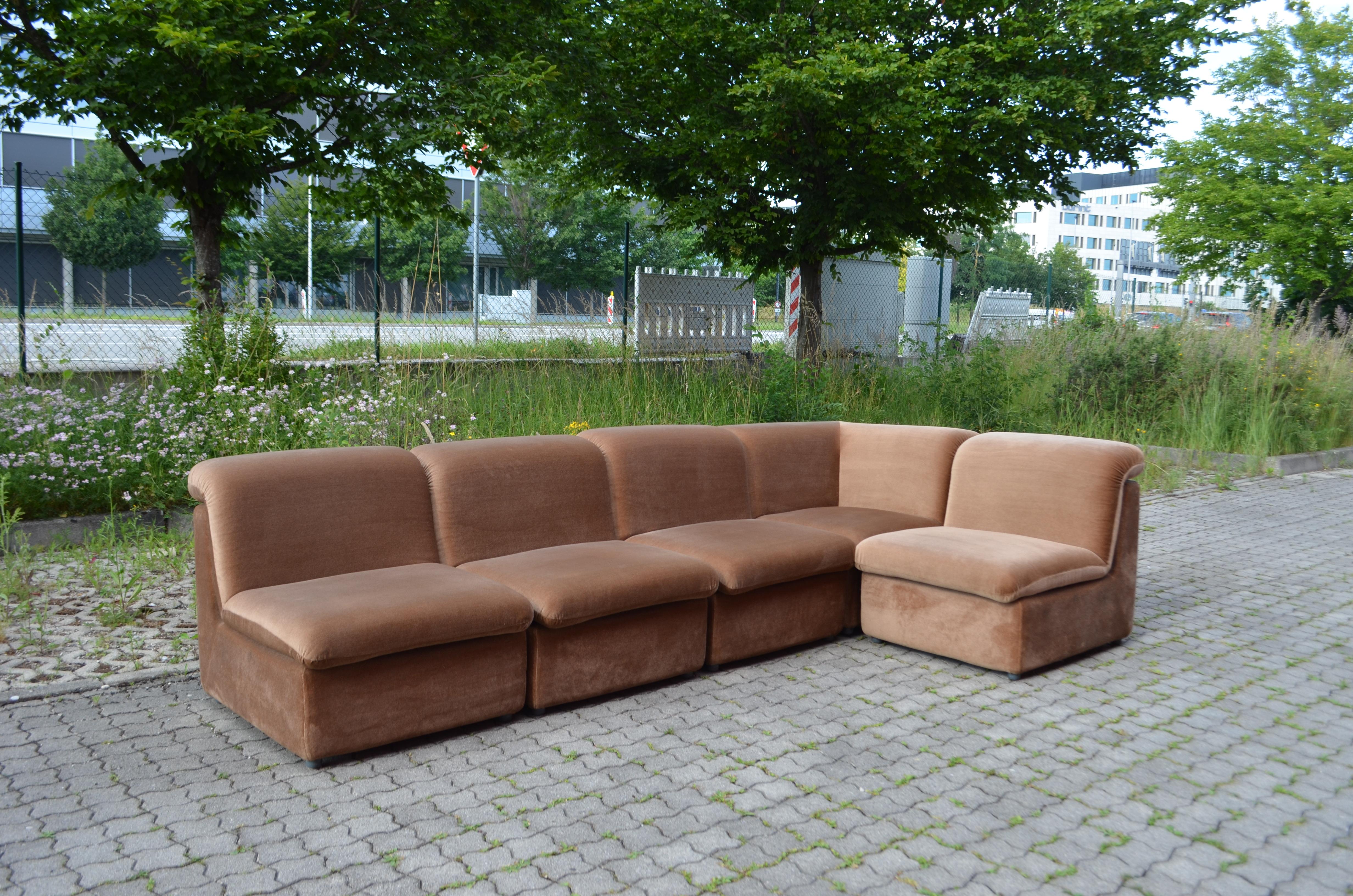 Vintage Modular Brown Sectional Sofa 1970 In Good Condition In Munich, Bavaria