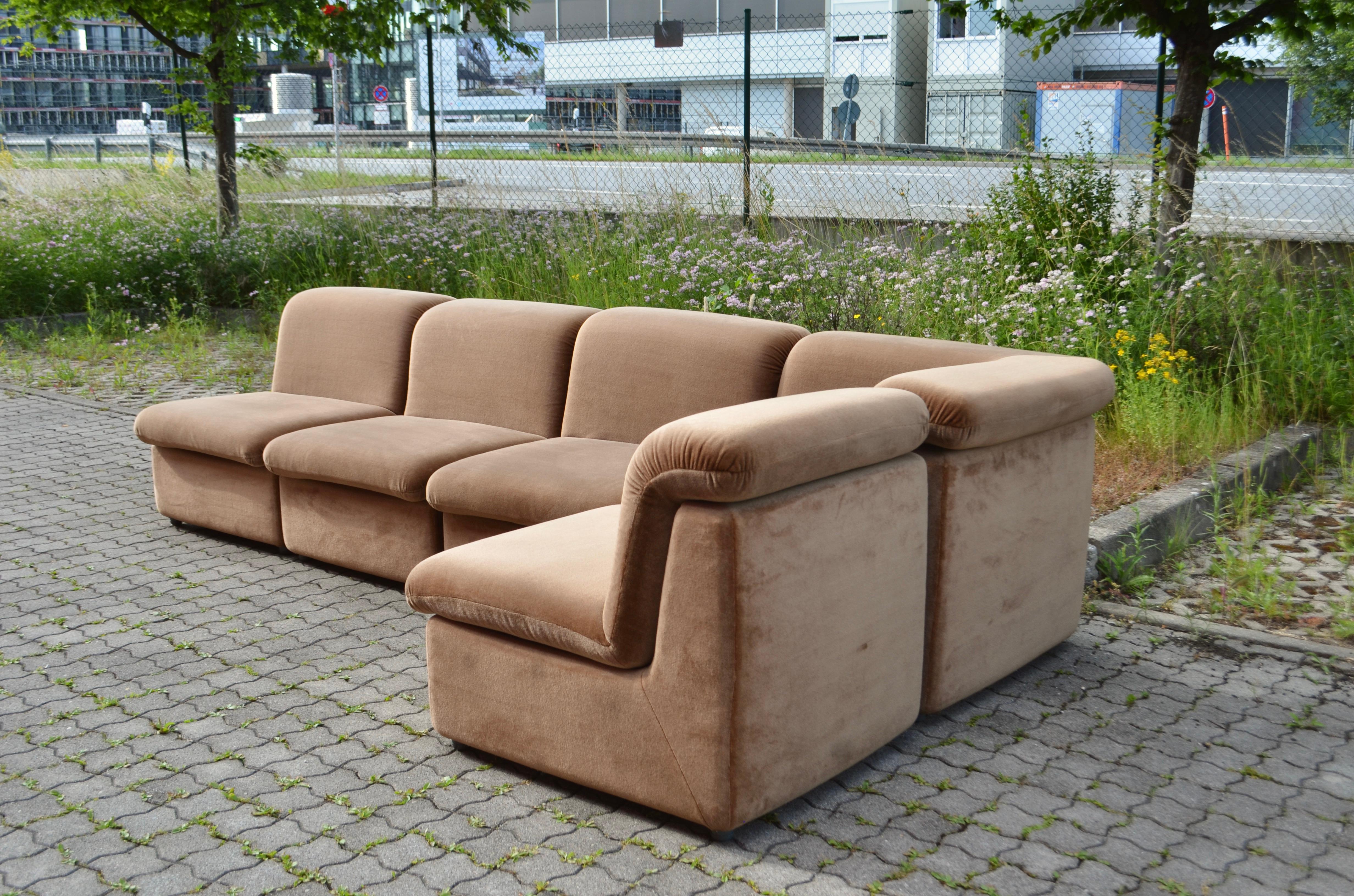 Late 20th Century Vintage Modular Brown Sectional Sofa 1970