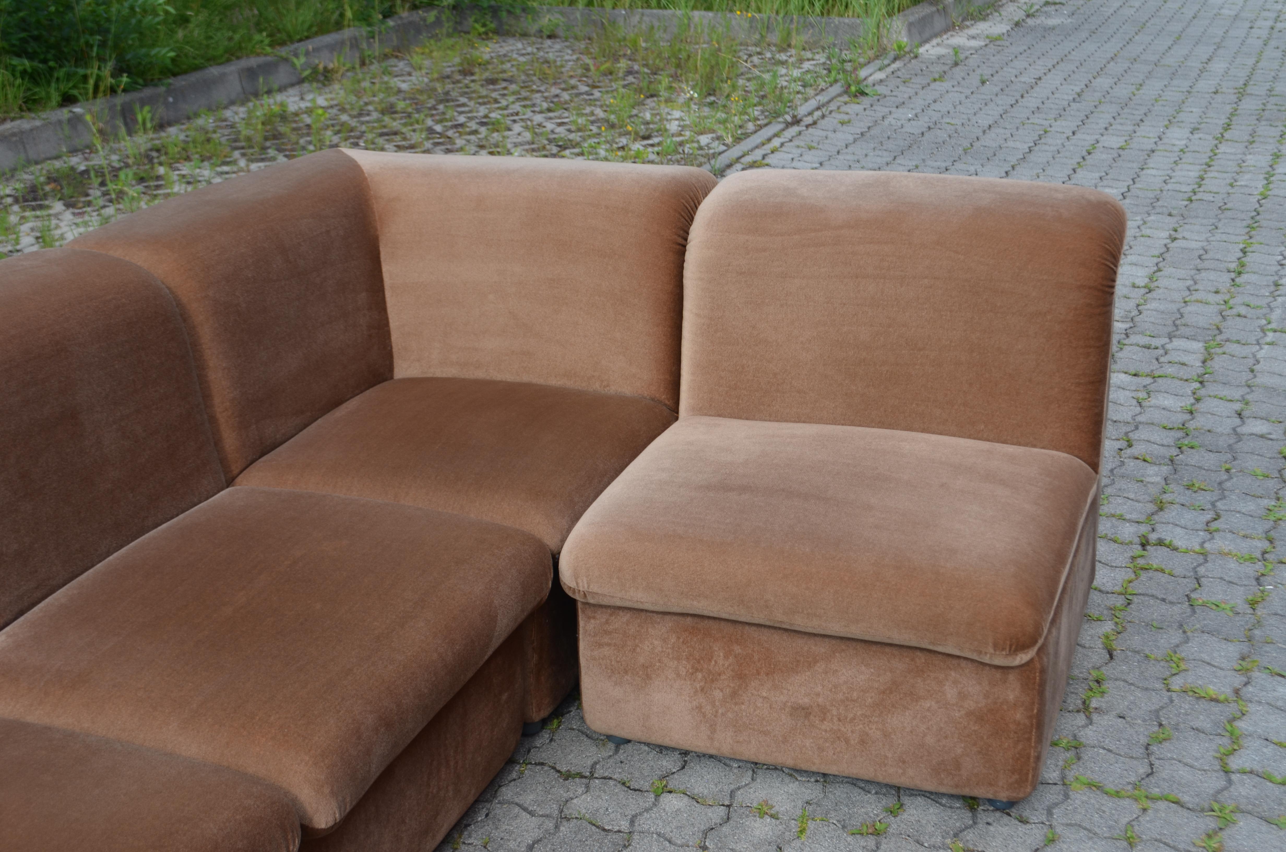 Vintage Modular Brown Sectional Sofa 1970 1