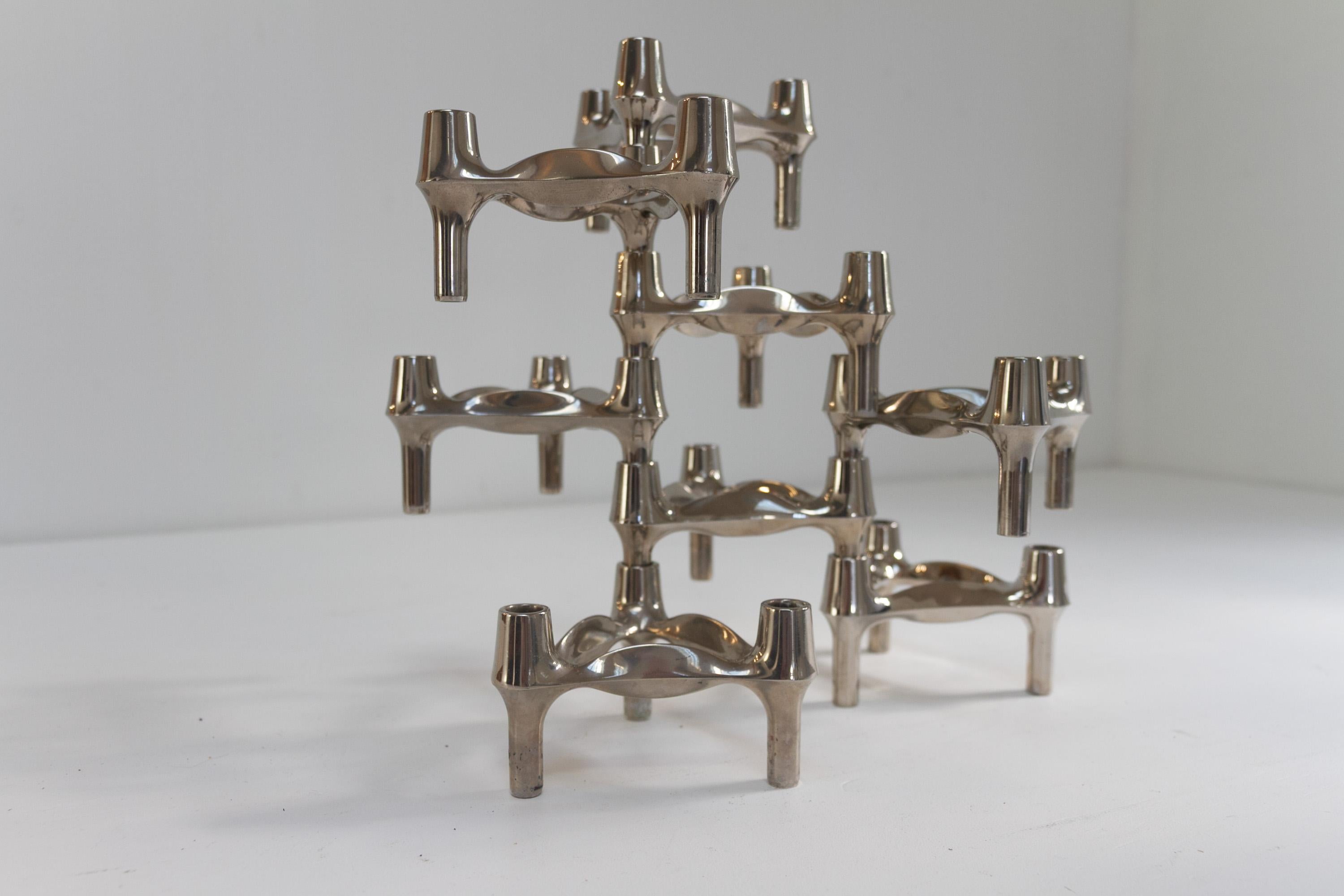 Portacandele modulari d'epoca di Stoffi & Stoffi per BMF Nagel, anni '60. Set di 8 pezzi. In condizioni buone in vendita a Asaa, DK