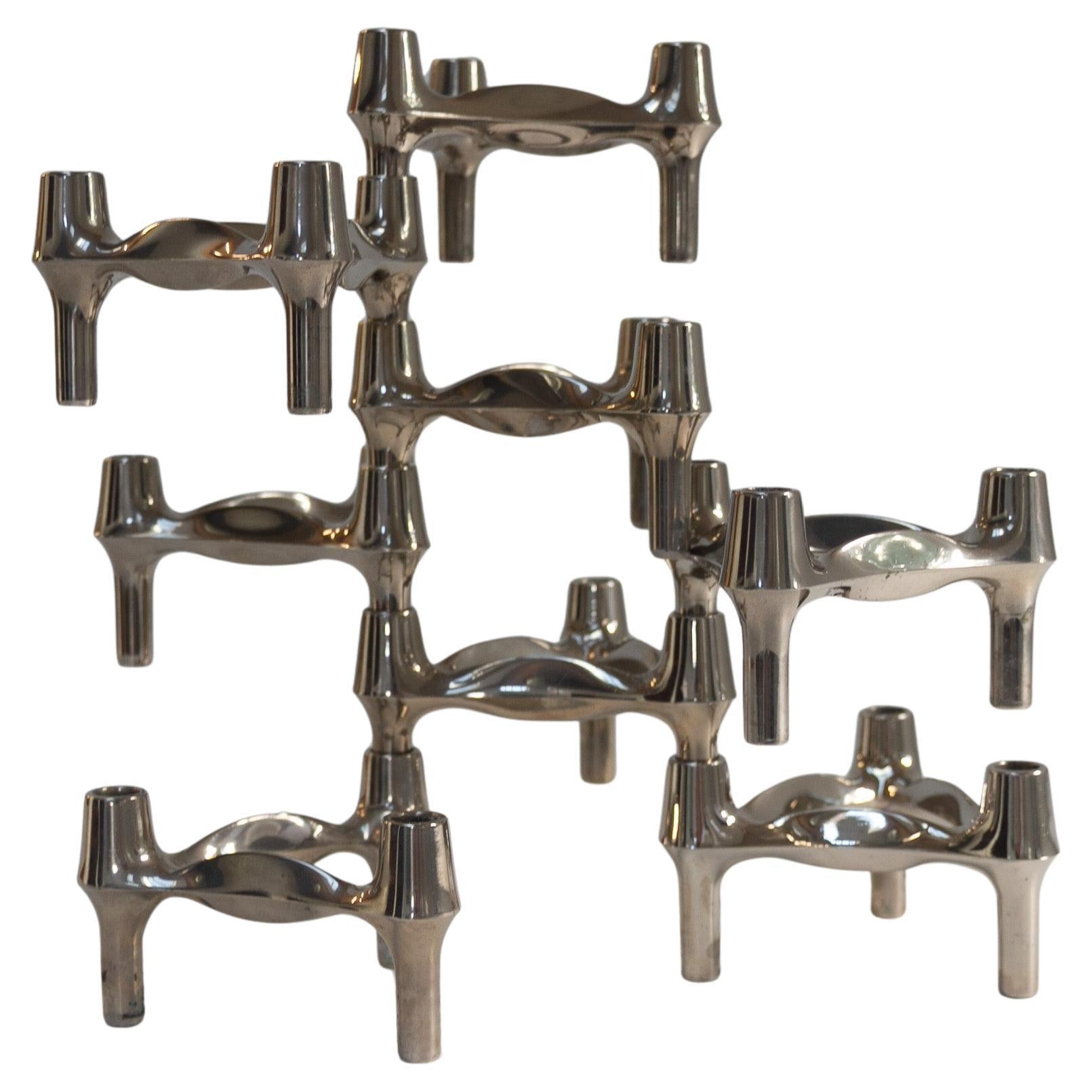 Candelabros modulares vintage de Stoffi & Nagel para BMF, década de 1960. Juego de 8.