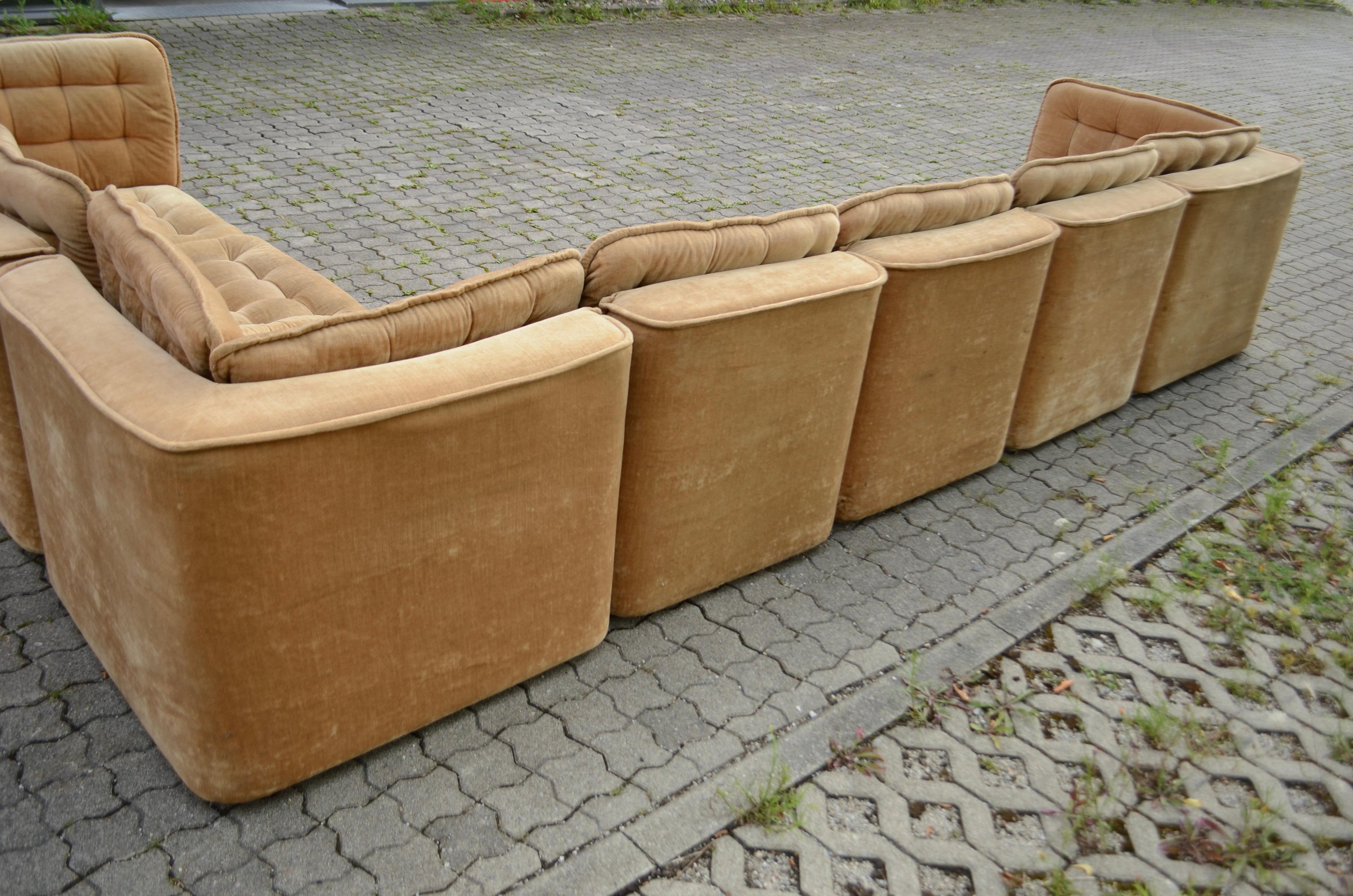 Vintage Modular champagne Sectional Sofa 1970 For Sale 5