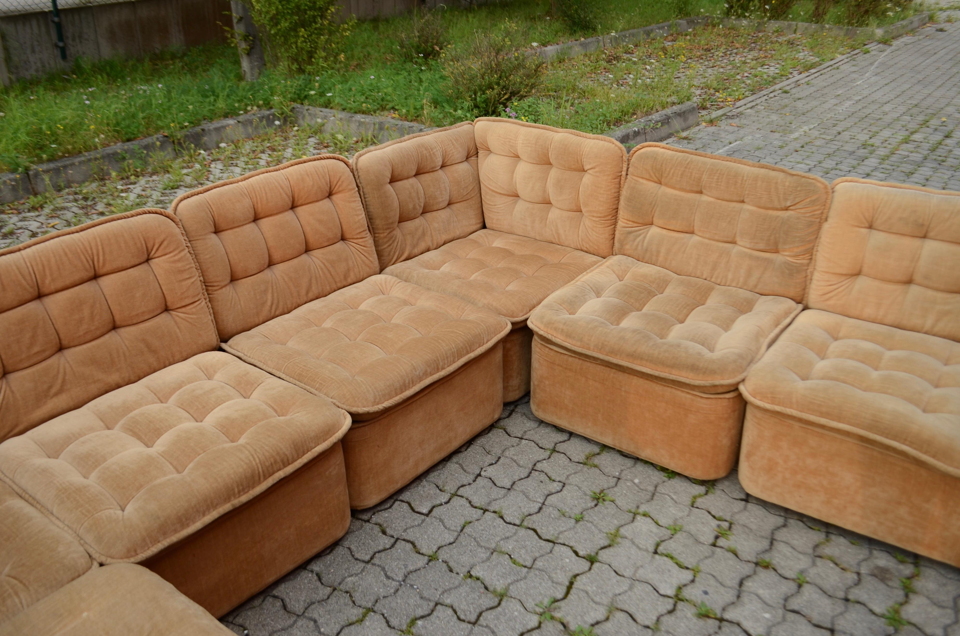 Vintage Modular champagne Sectional Sofa 1970 For Sale 6