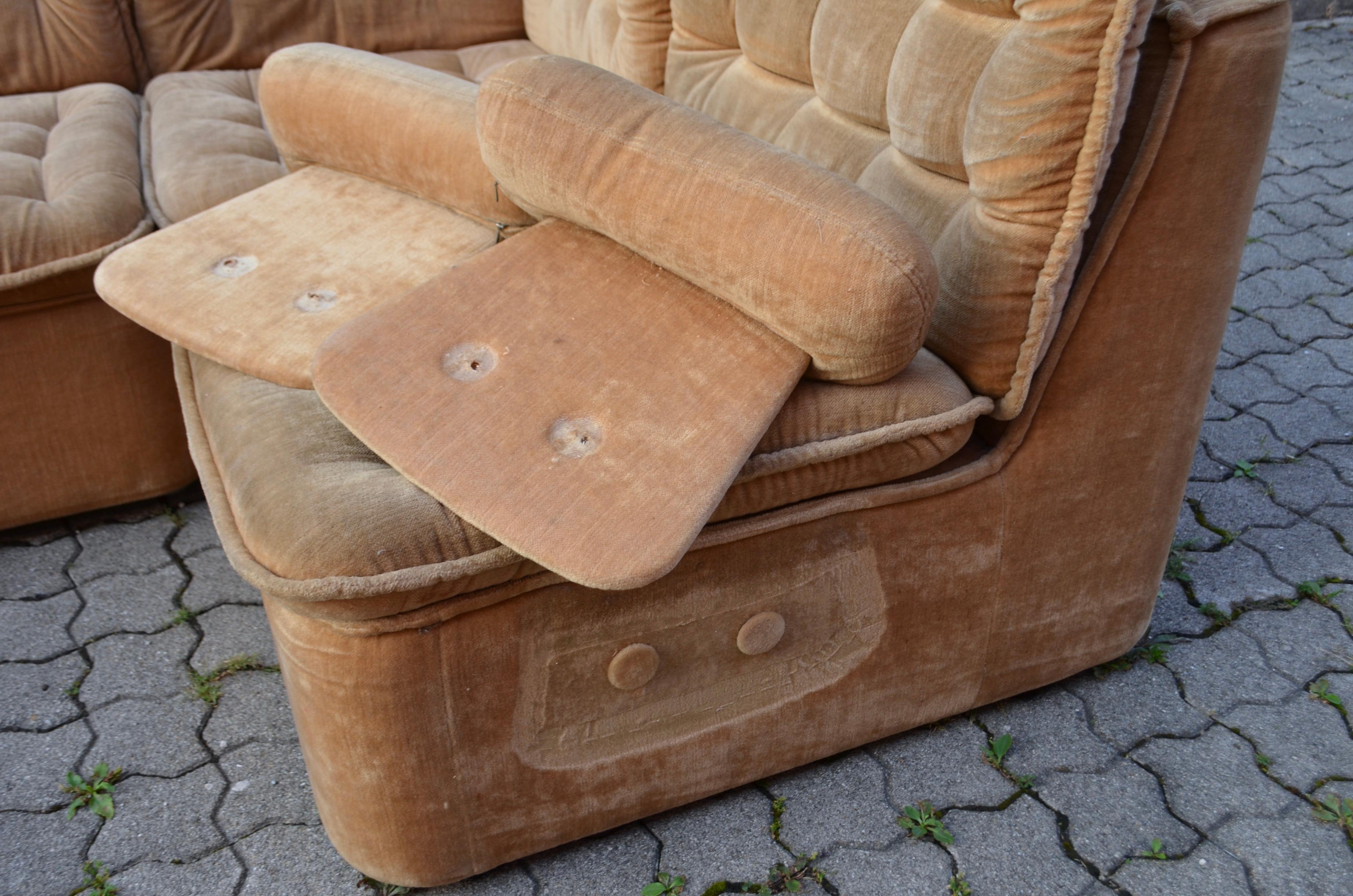 Vintage Modular champagne Sectional Sofa 1970 For Sale 12
