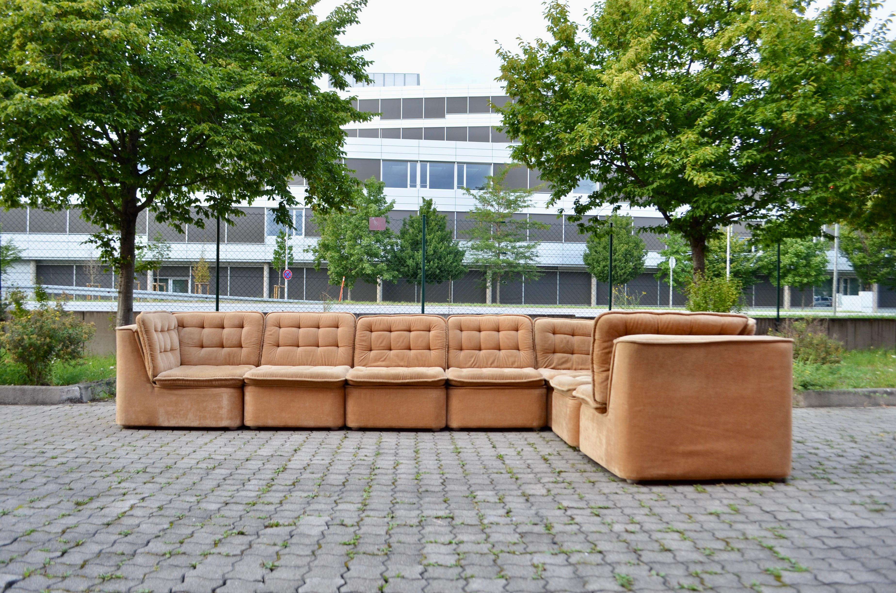 Modern Vintage Modular champagne Sectional Sofa 1970 For Sale