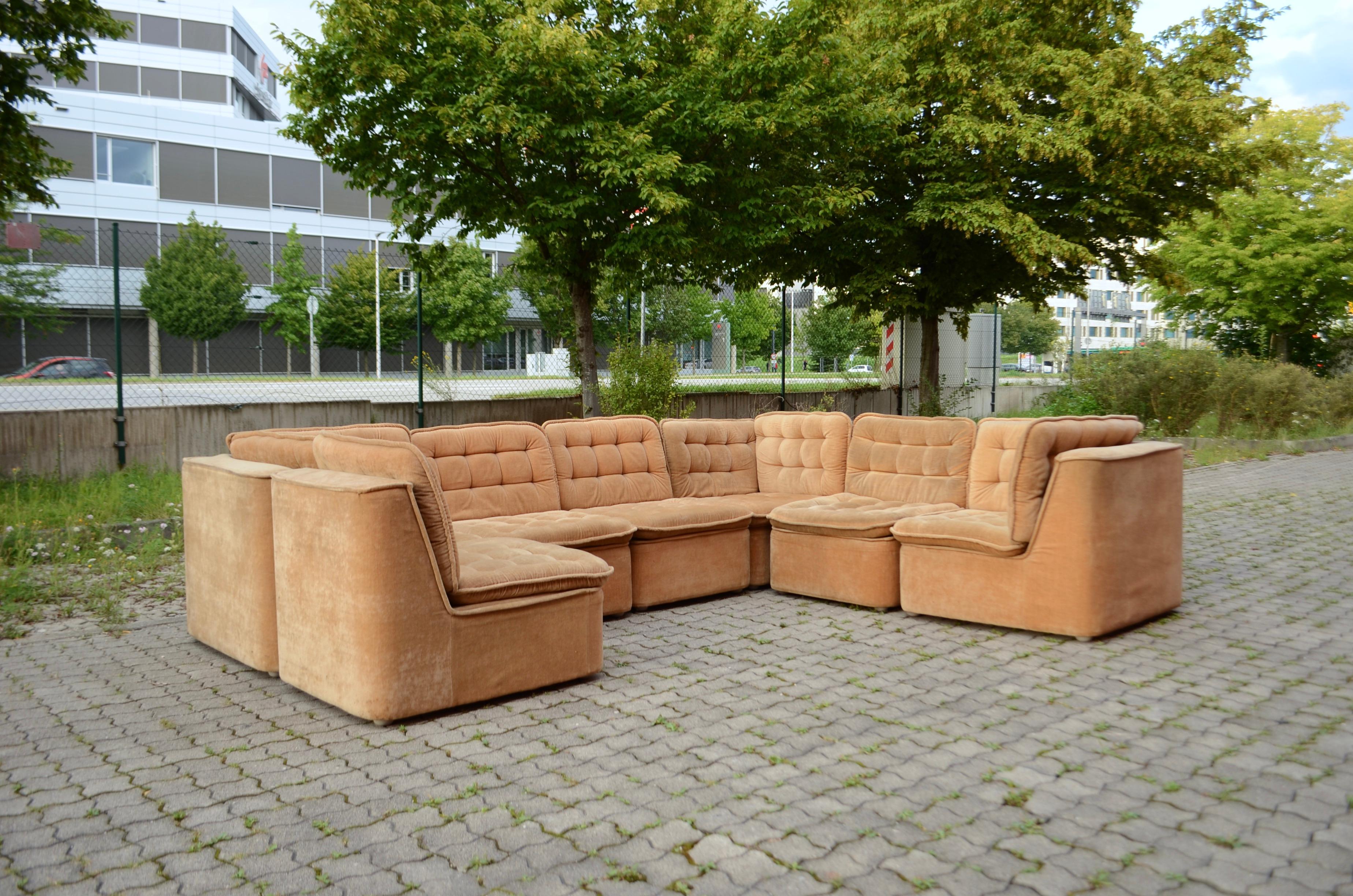 German Vintage Modular champagne Sectional Sofa 1970 For Sale