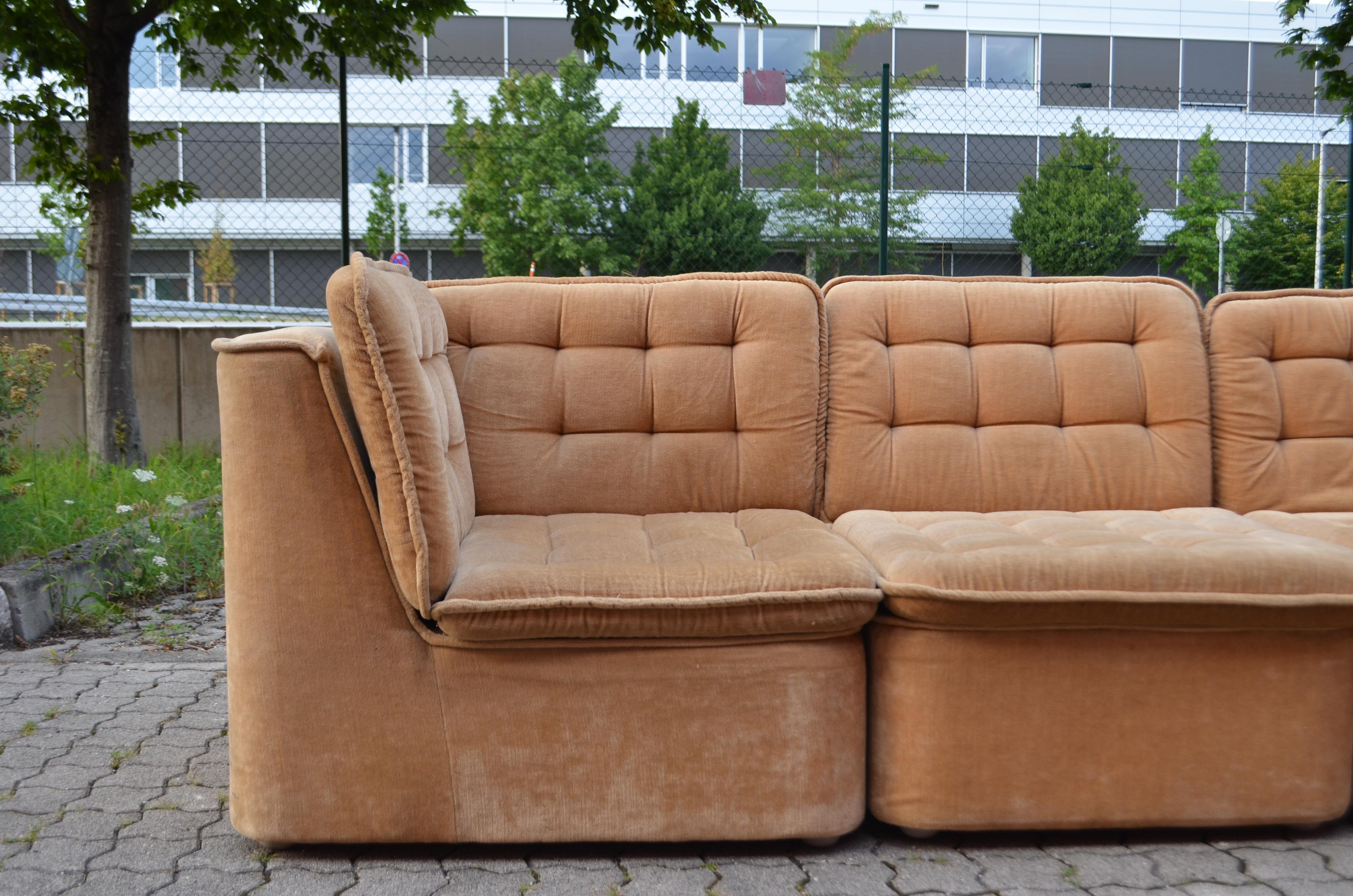 Late 20th Century Vintage Modular champagne Sectional Sofa 1970 For Sale