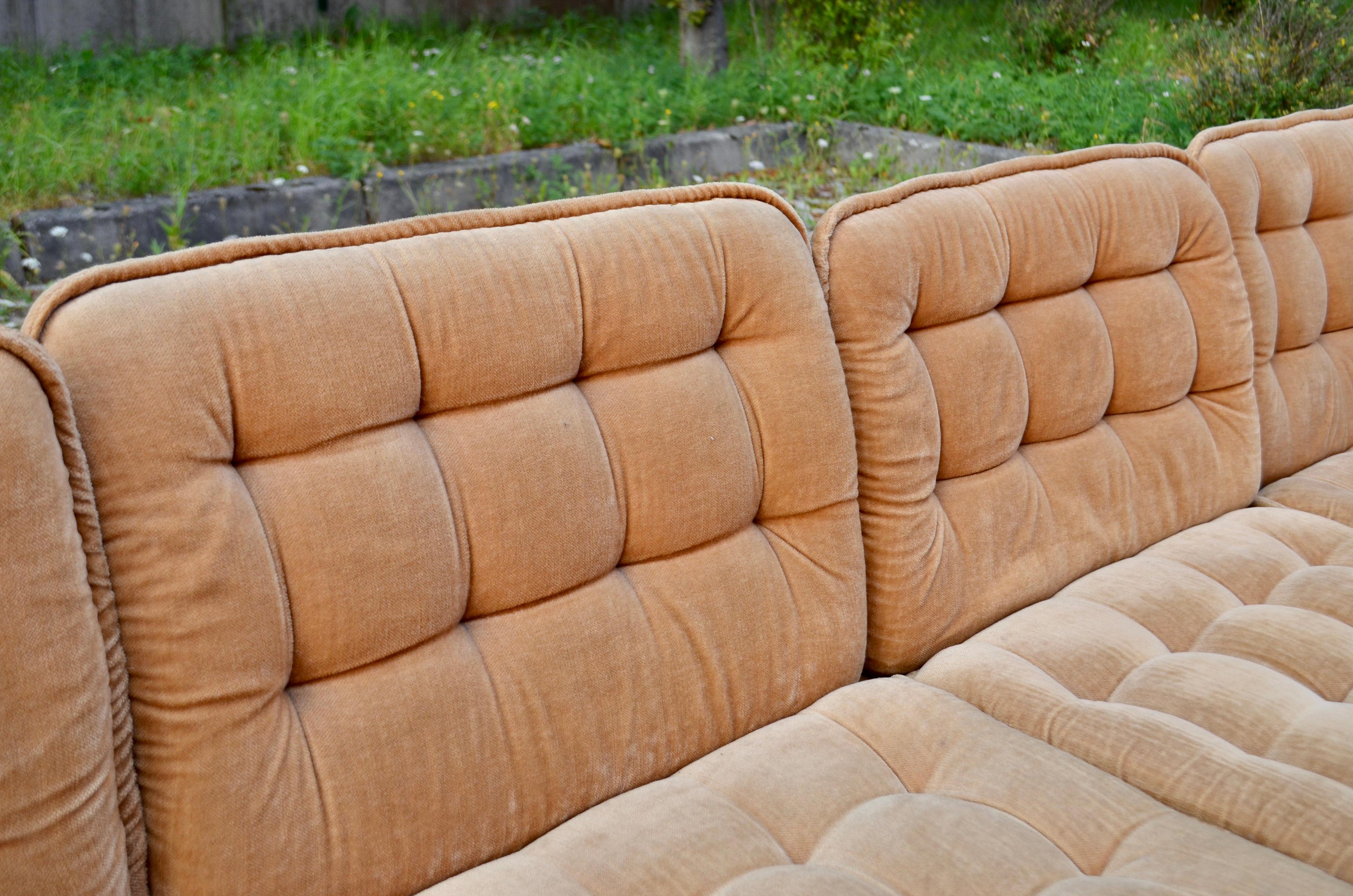 Vintage Modular champagne Sectional Sofa 1970 For Sale 1