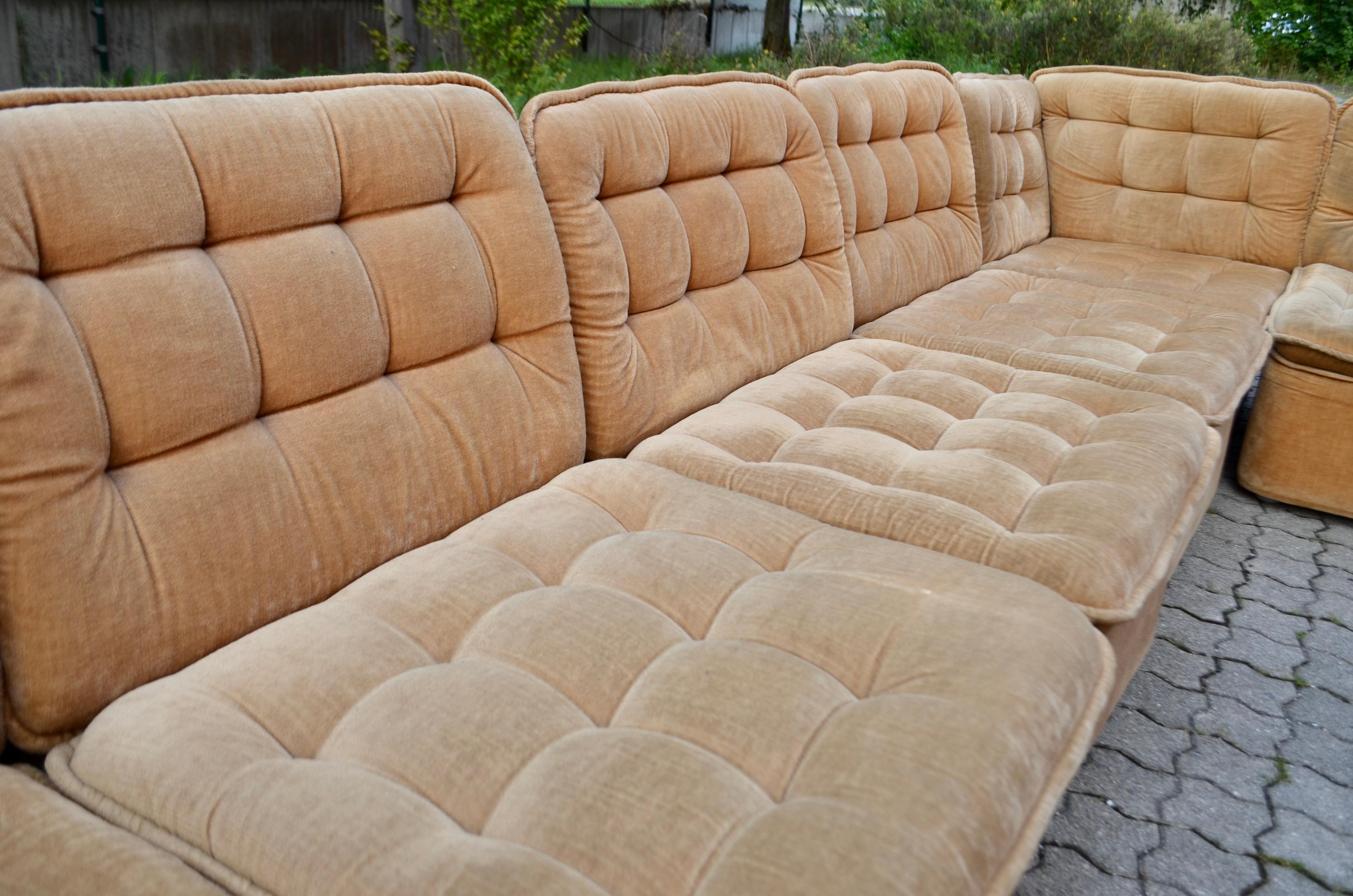 Vintage Modular champagne Sectional Sofa 1970 For Sale 2