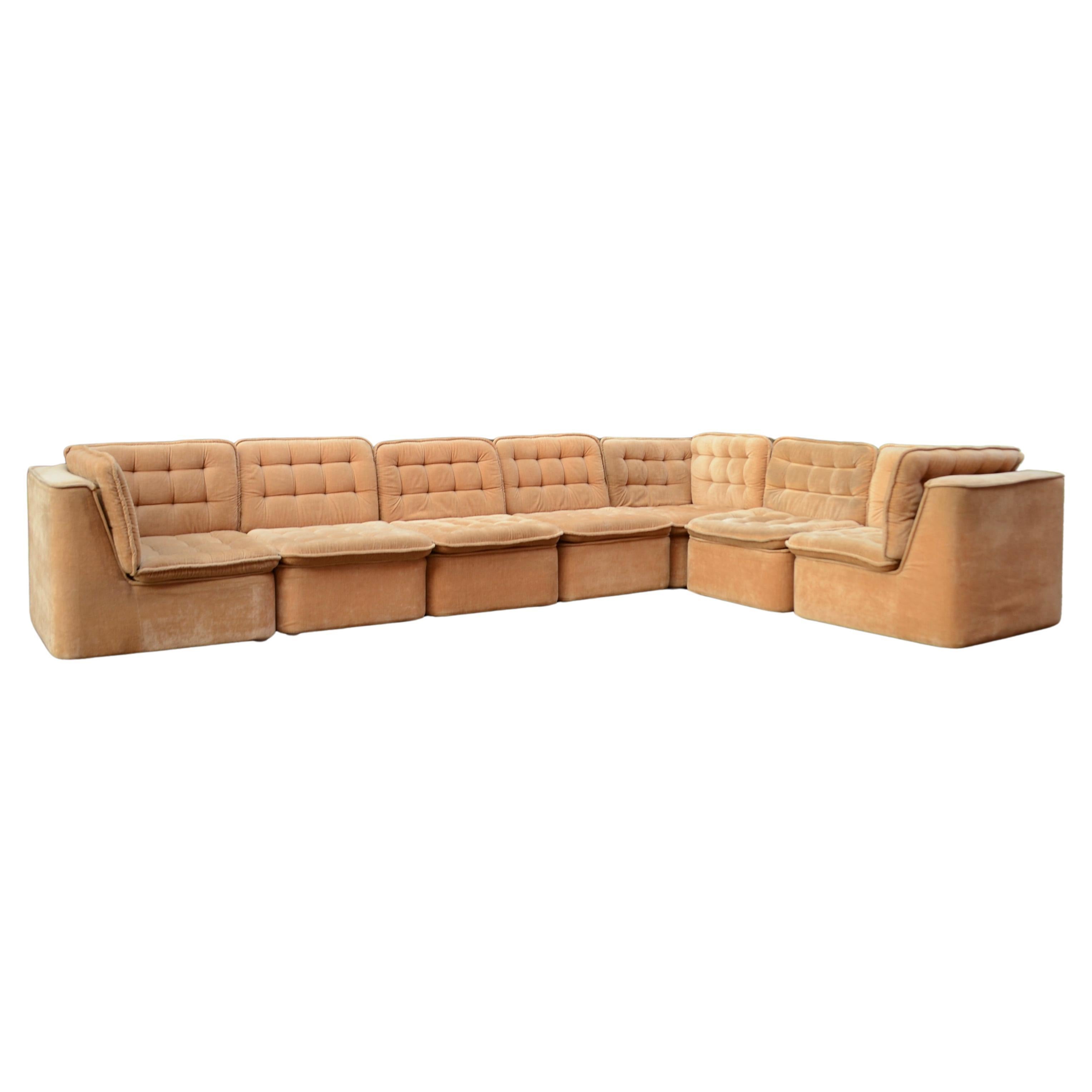 Vintage Modular champagne Sectional Sofa 1970 For Sale
