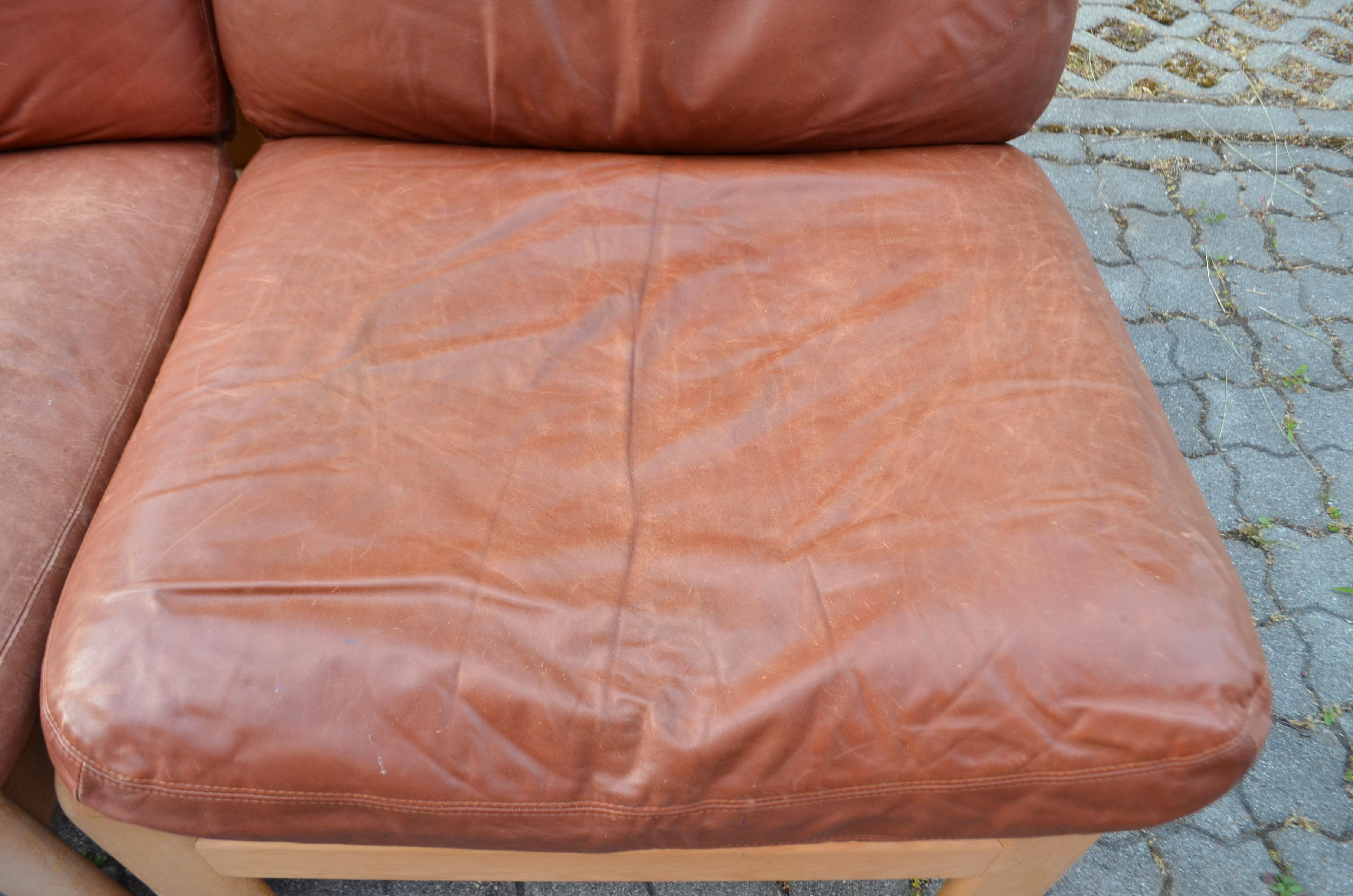 Modulares Cognacfarbenes Sattel-Leder-Sofa, Deutschland Chapo-Ära im Angebot 7