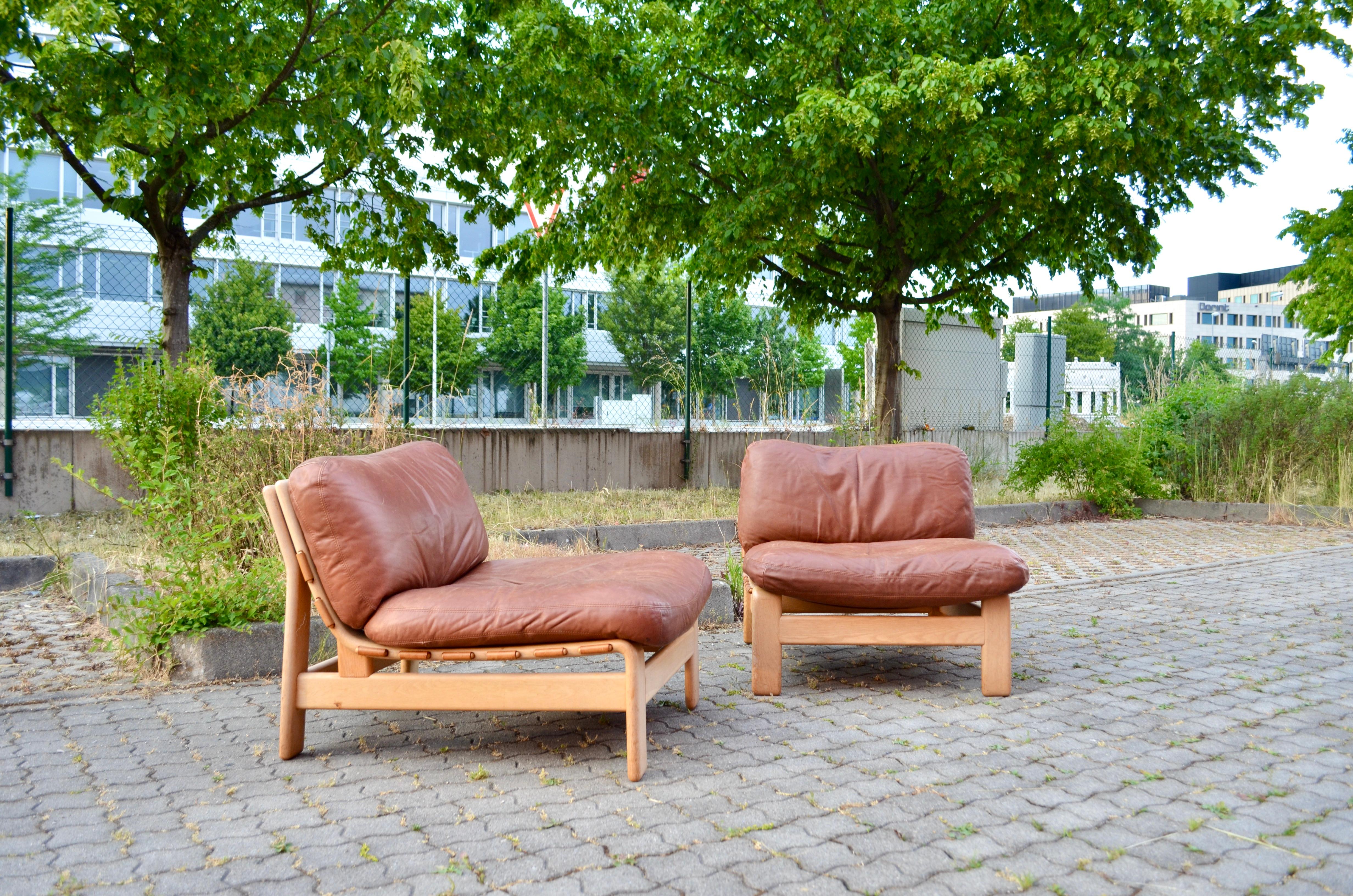 Modulares Cognacfarbenes Sattel-Leder-Sofa, Deutschland Chapo-Ära im Angebot 9
