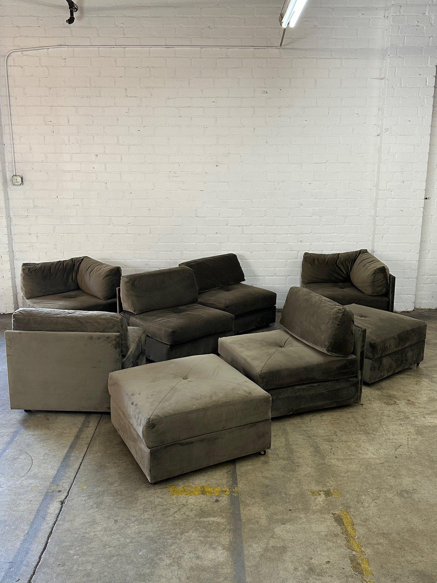 Modern Vintage Modular Eight Piece Sectional For Sale