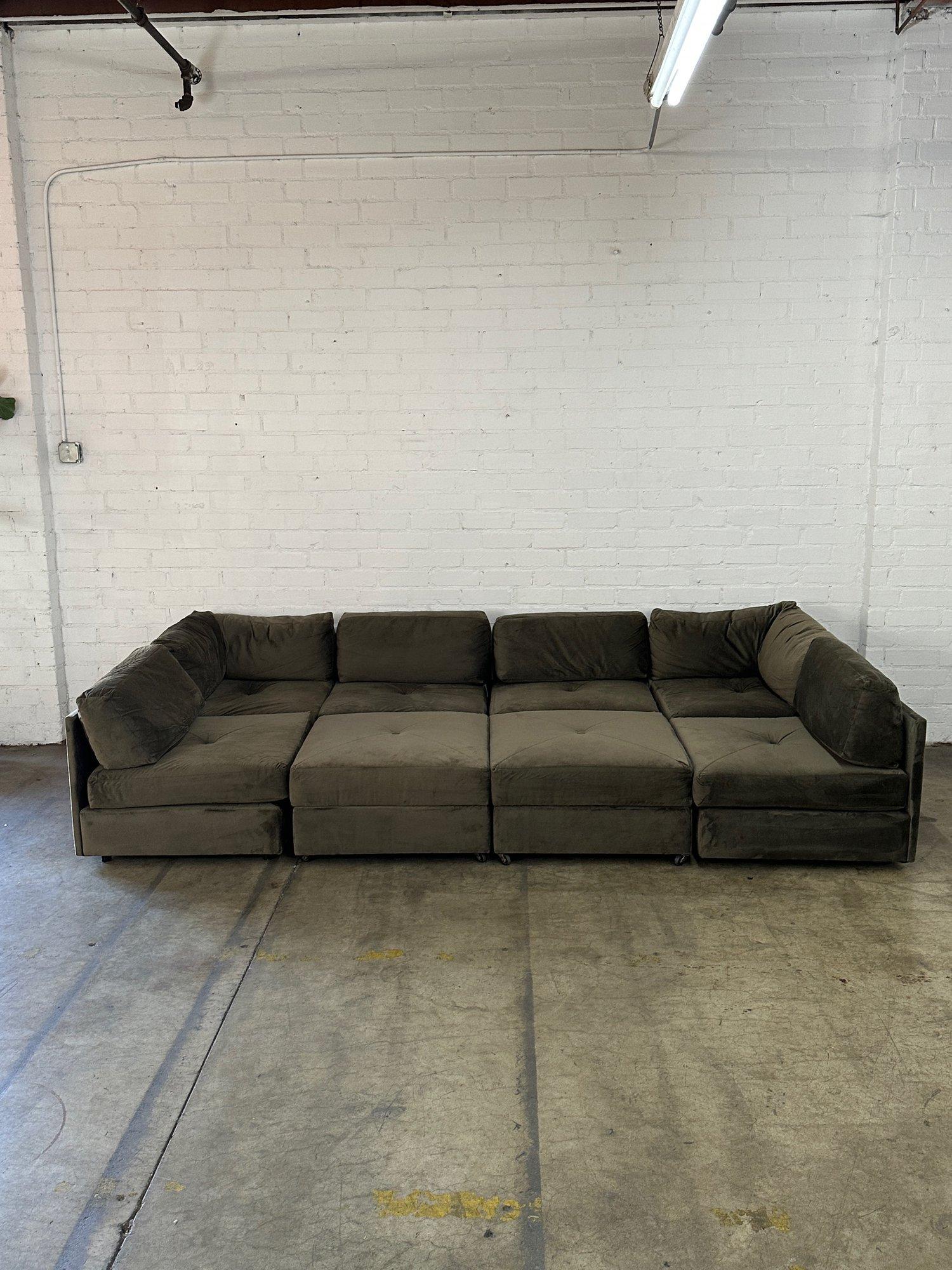 Contemporary Vintage Modular Eight Piece Sectional For Sale