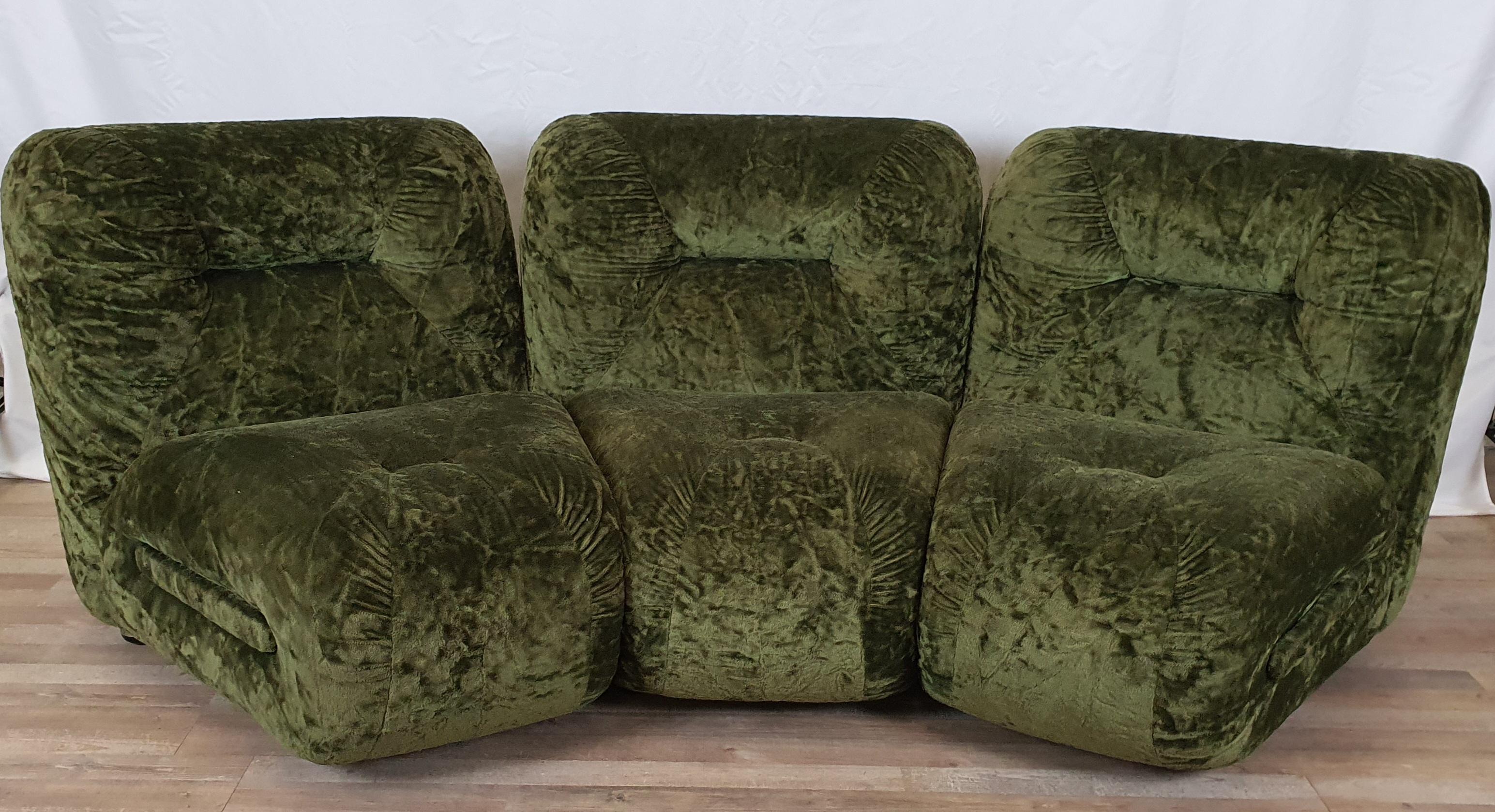 Vintage Modular Green Living Room Set, 1970s 1