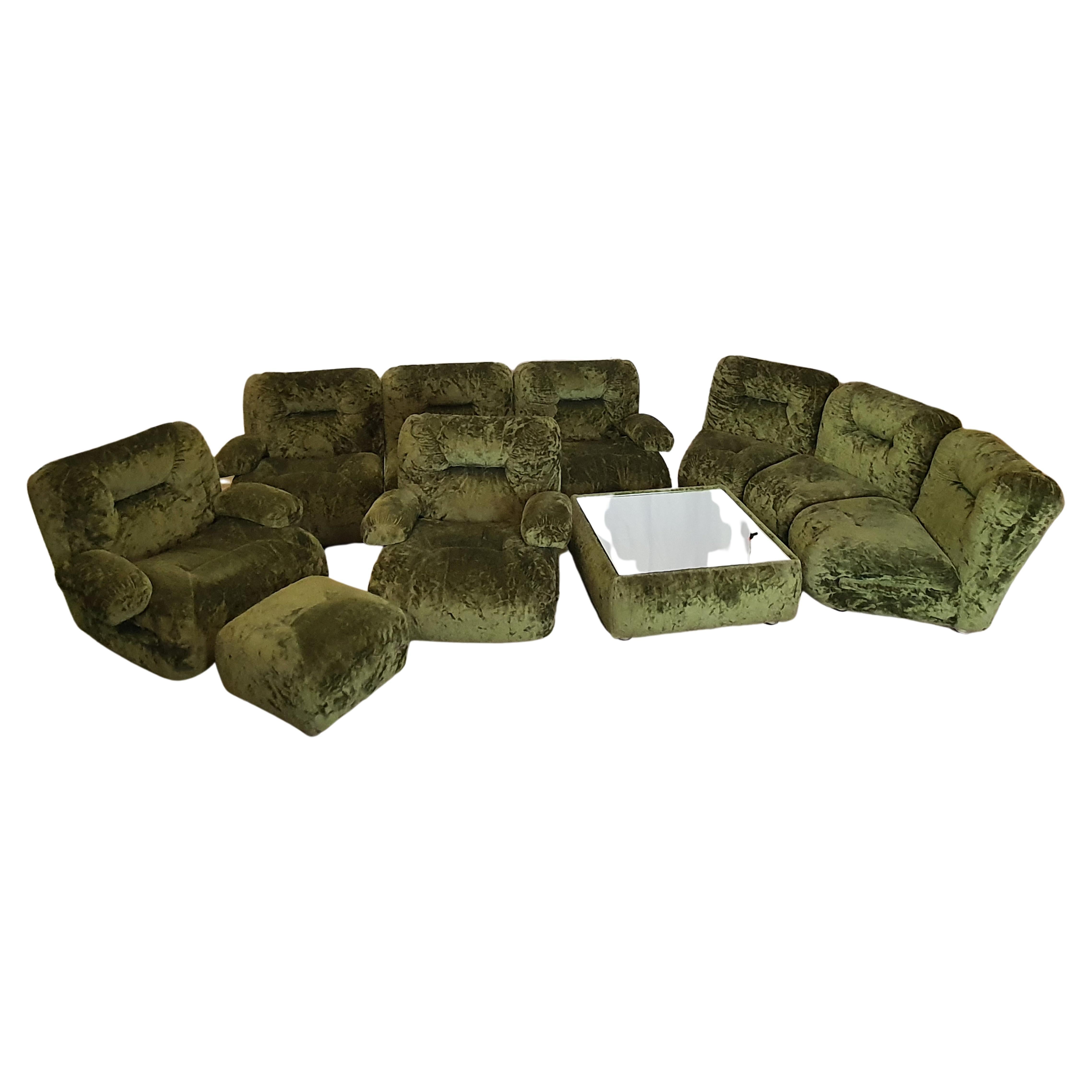 Vintage Modular Green Living Room Set, 1970s