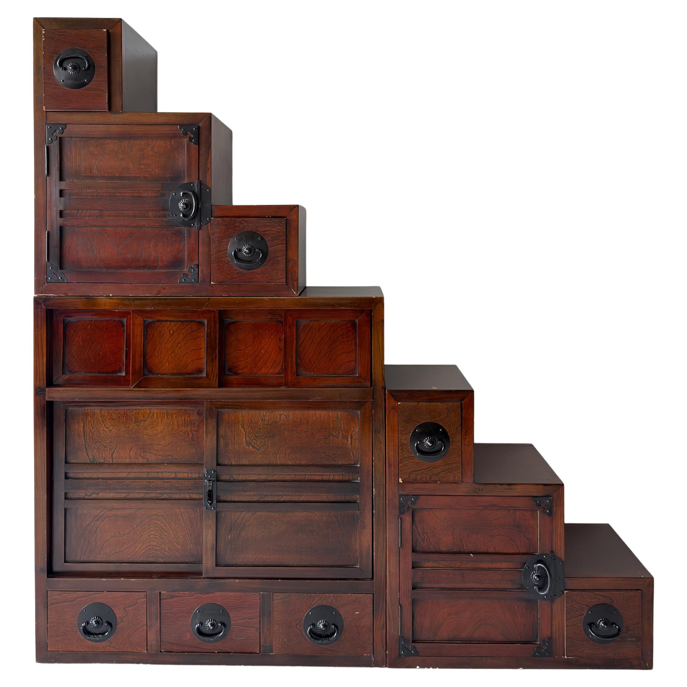 vintage modular Japanese tansu chest For Sale