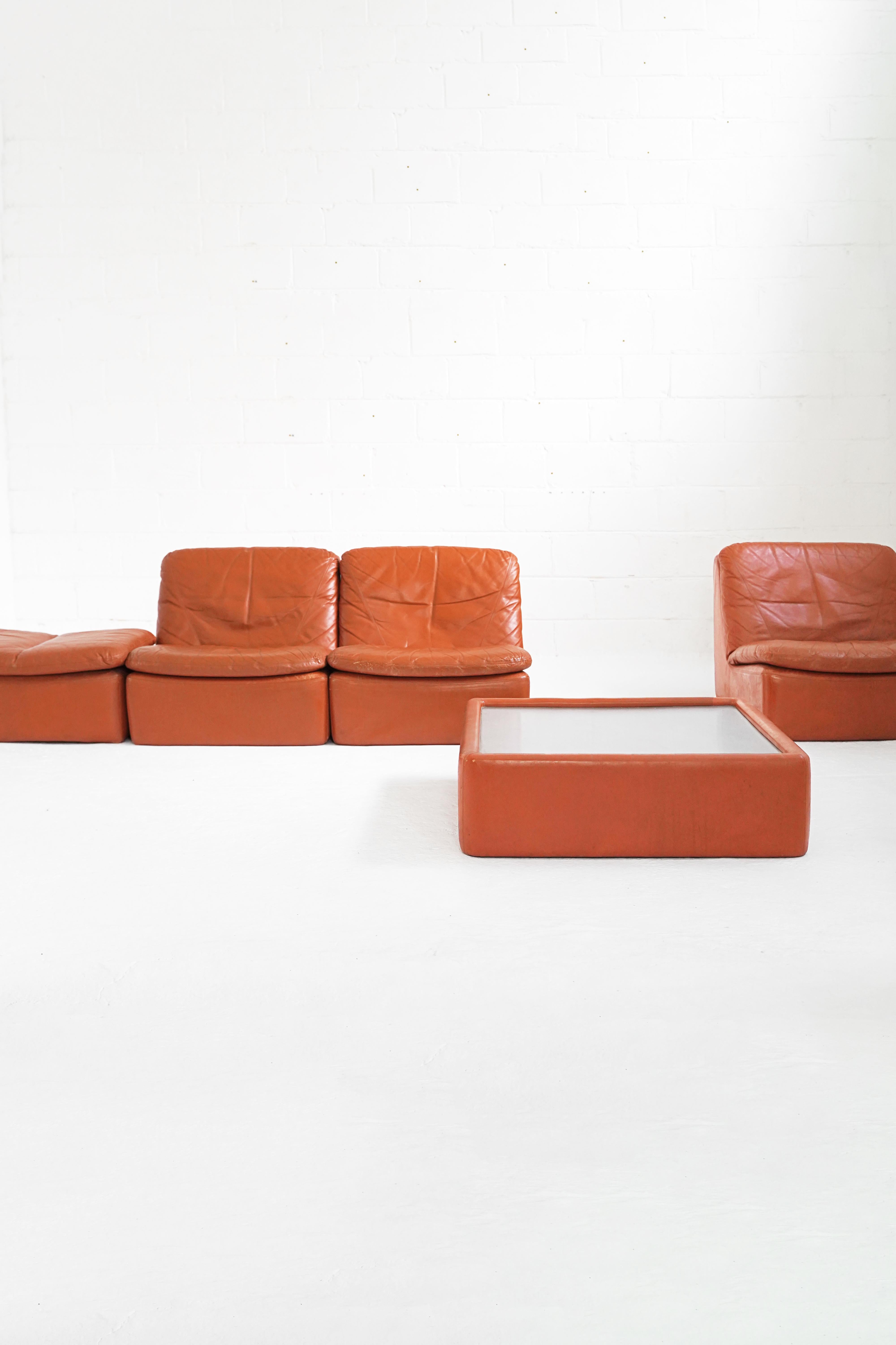 Vintage Modular Leather Sectional Sofa and Coffee Table C300 by Interna Design 4