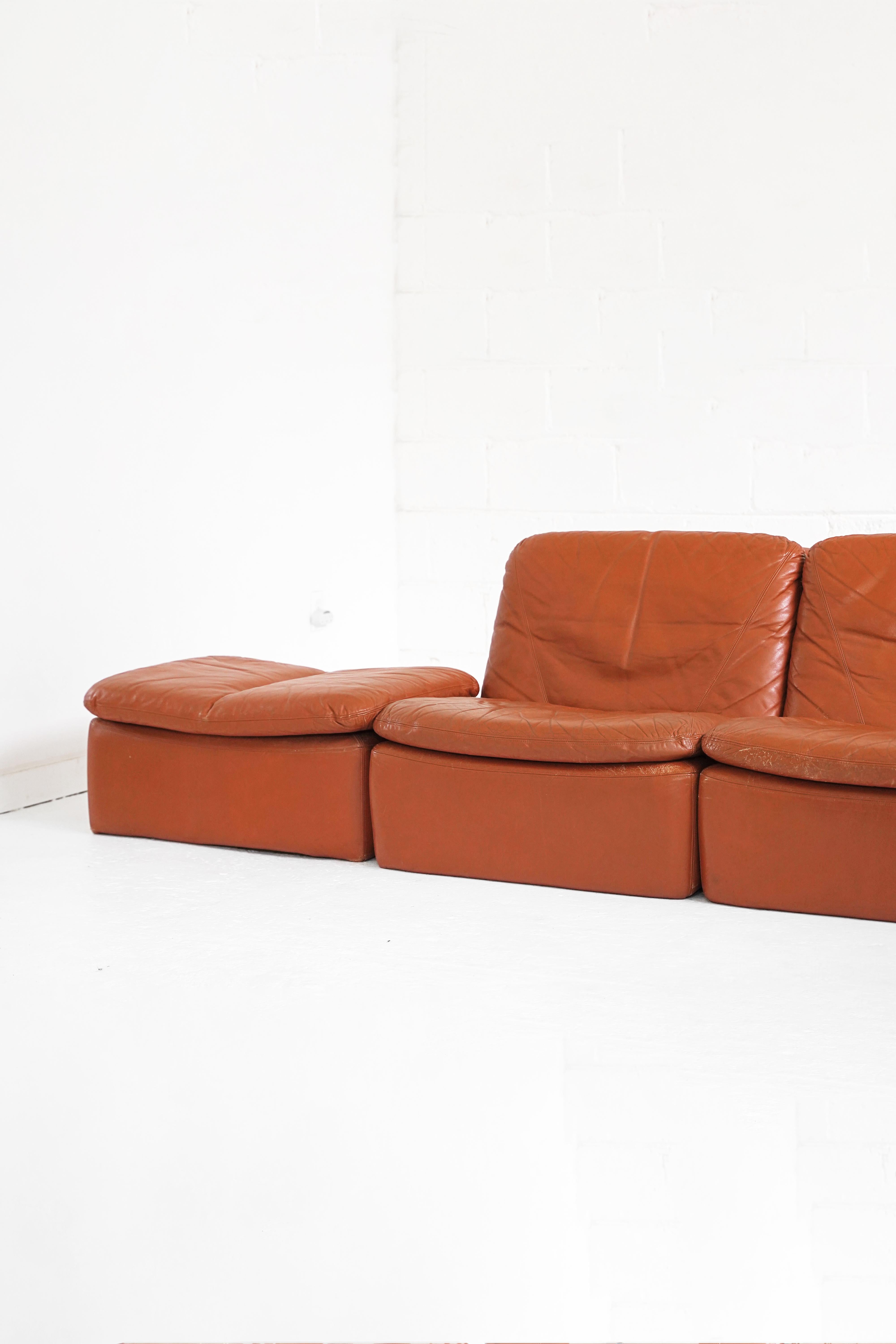 Vintage Modular Leather Sectional Sofa and Coffee Table C300 by Interna Design 5