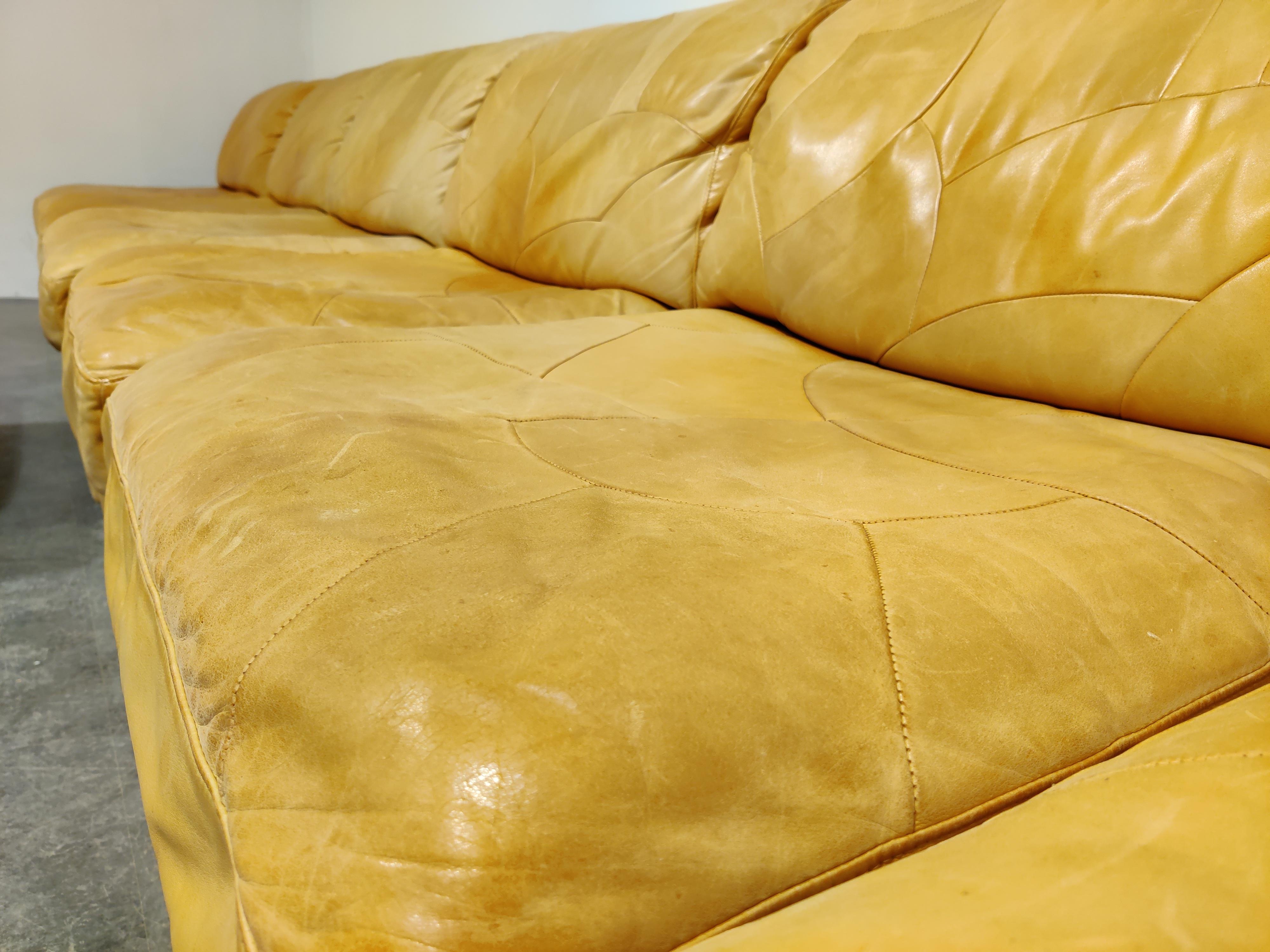 Vintage Modular Leather Sofa by Laauser, 1960s In Good Condition In HEVERLEE, BE