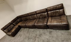 Canapé modulaire en cuir vintage de Rolf Benz:: 1970