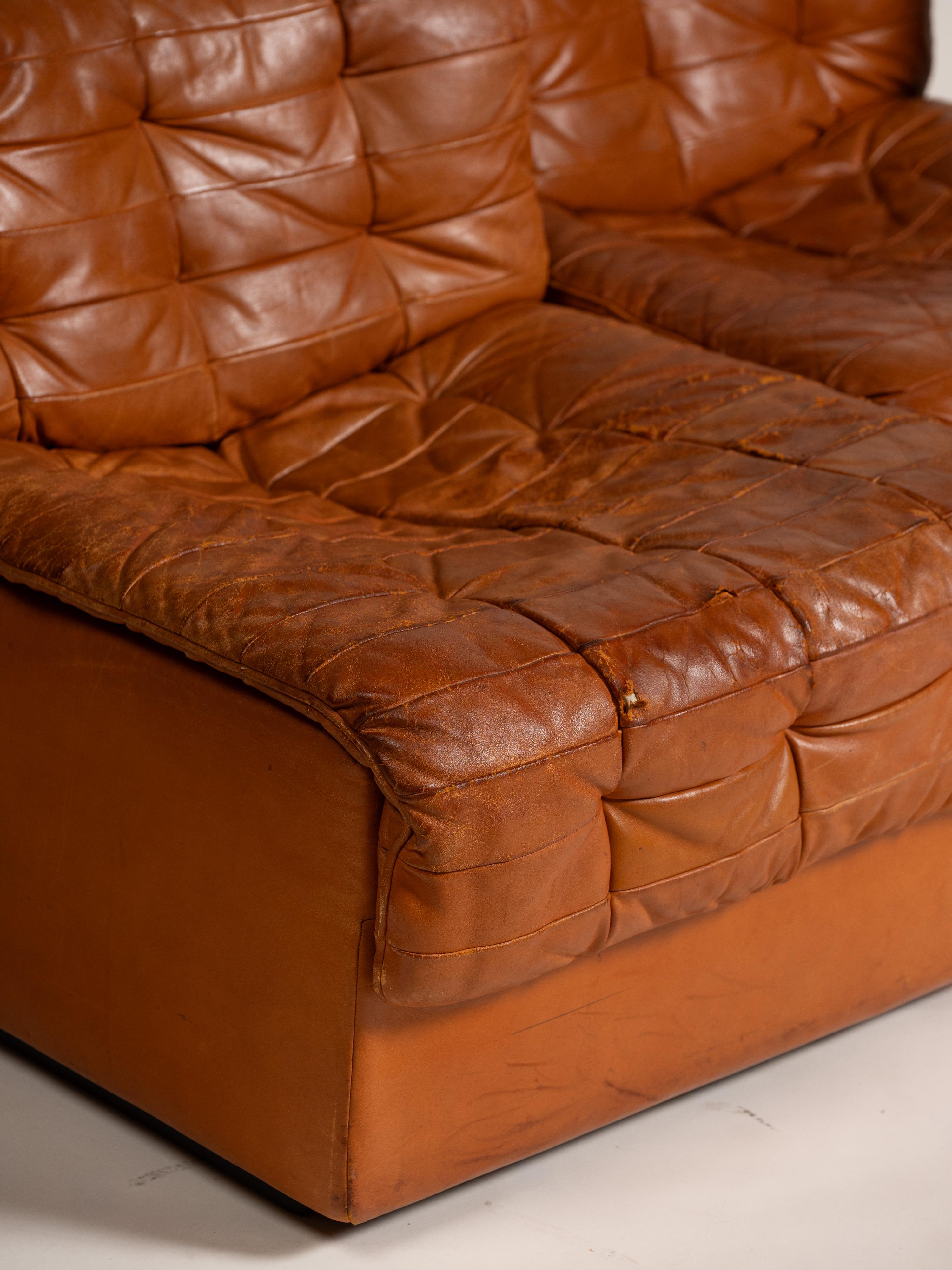 Sofá modular vintage de cuero, De Sede, Suiza, años 70 en venta 5